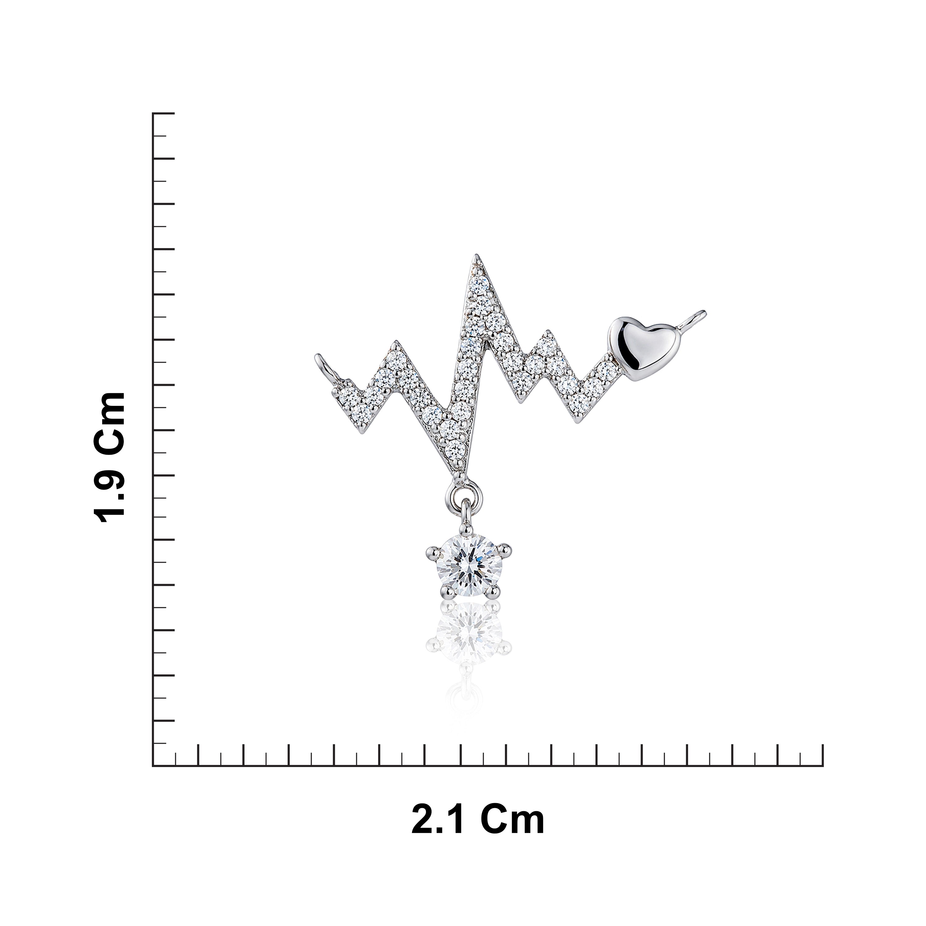 CZ Sterling Silver Heartbeat Pendant  Ishna