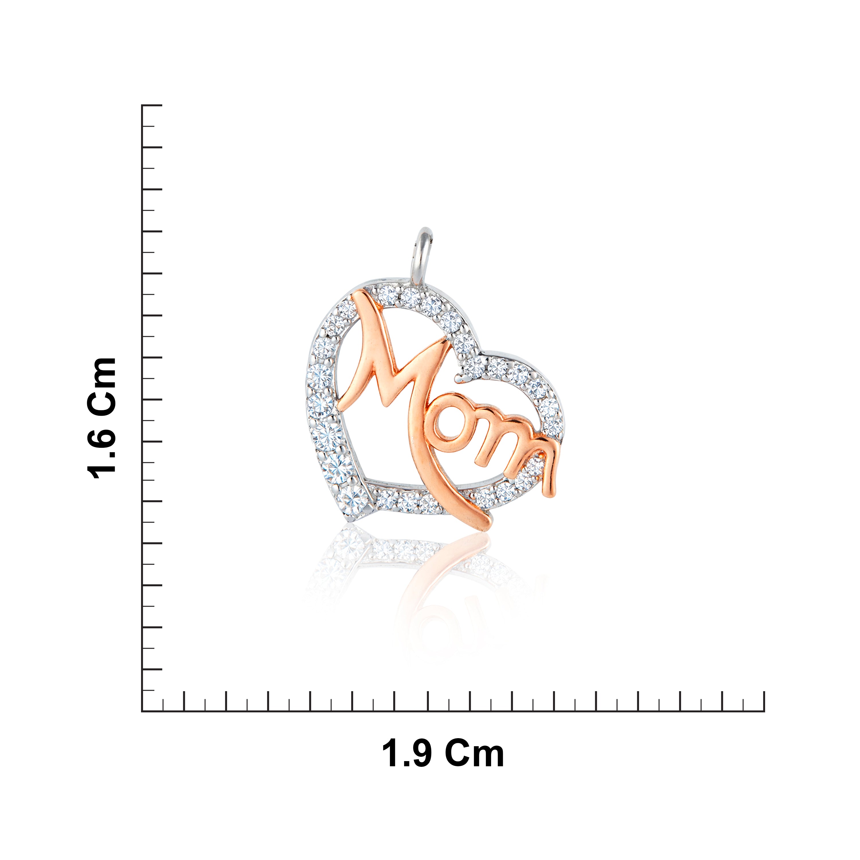 CZ Sterling Silver Mom Heart Halo Pendant Chain Ishna