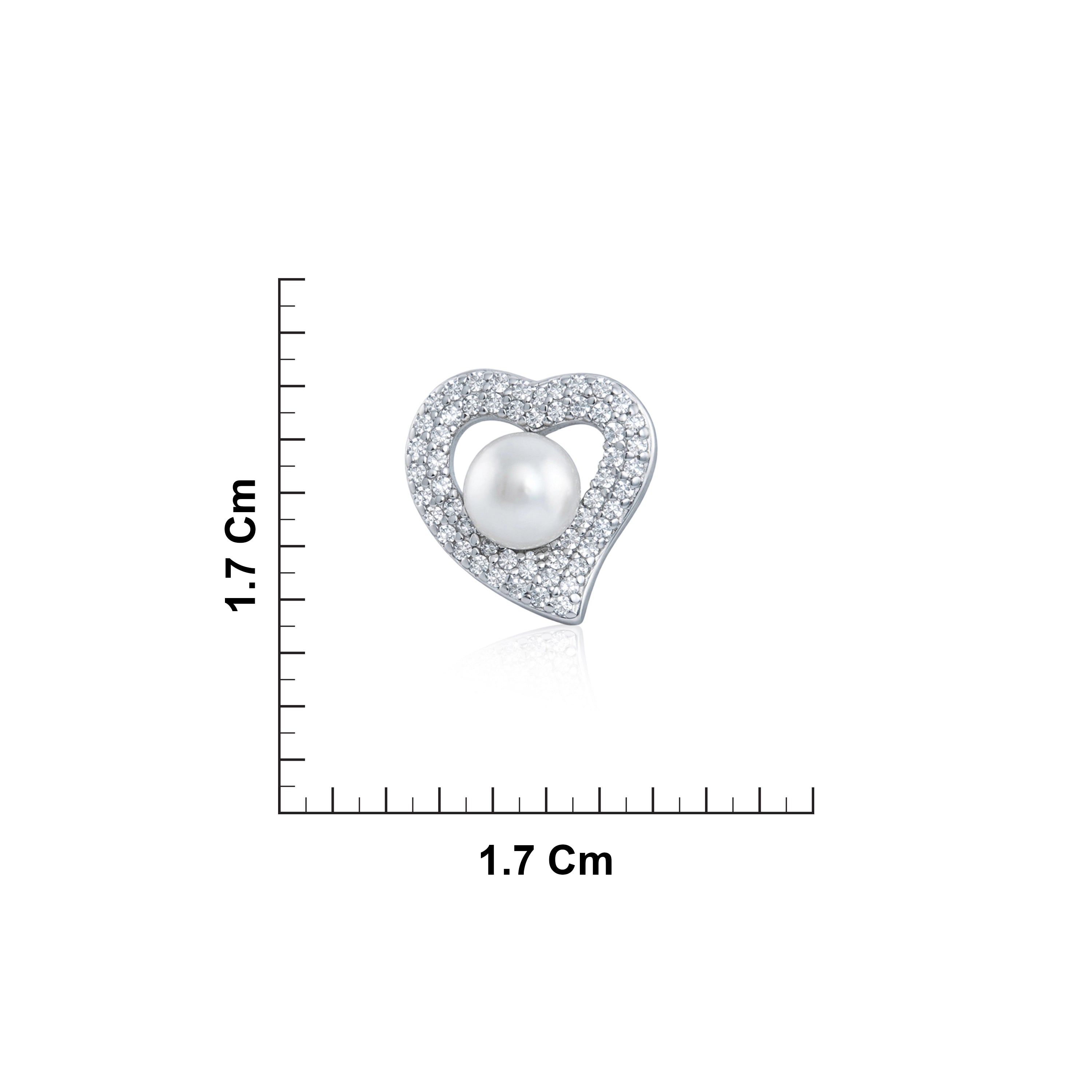 CZ Sterling Silver Pearl Heart Halo Earrings Ishna