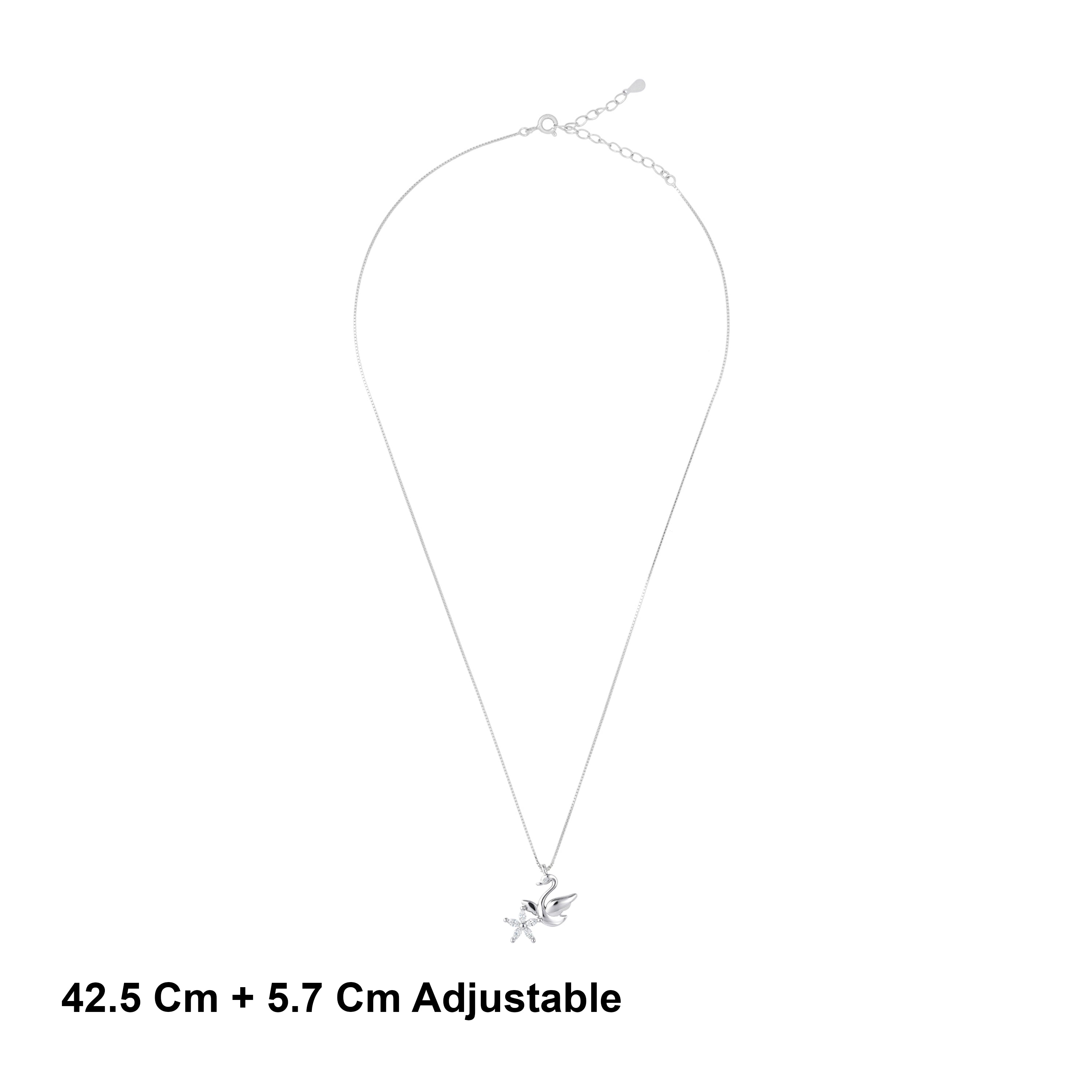 CZ Sterling Silver Swan Flower Chain Ishna