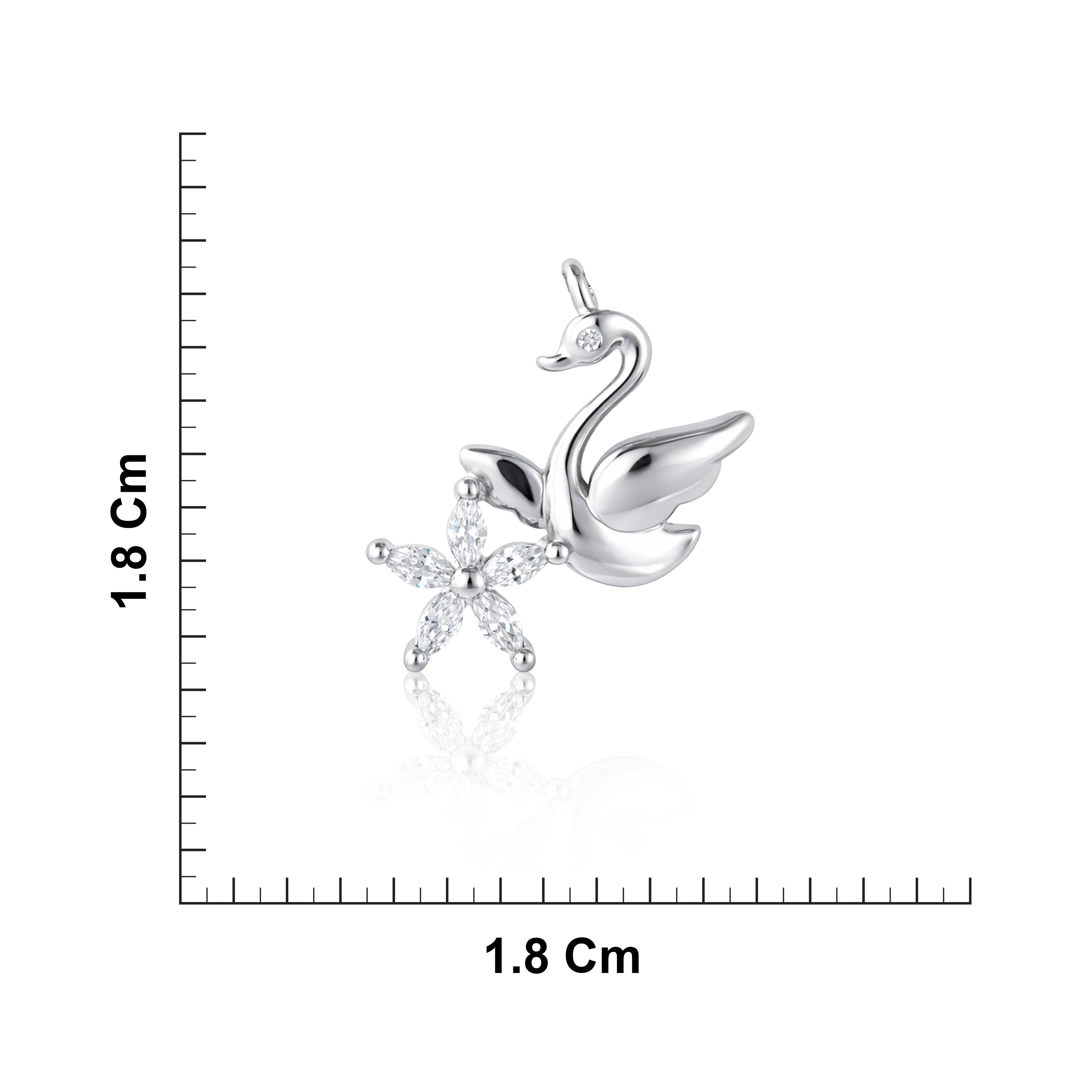 CZ Sterling Silver Swan Flower Pendant Ishna