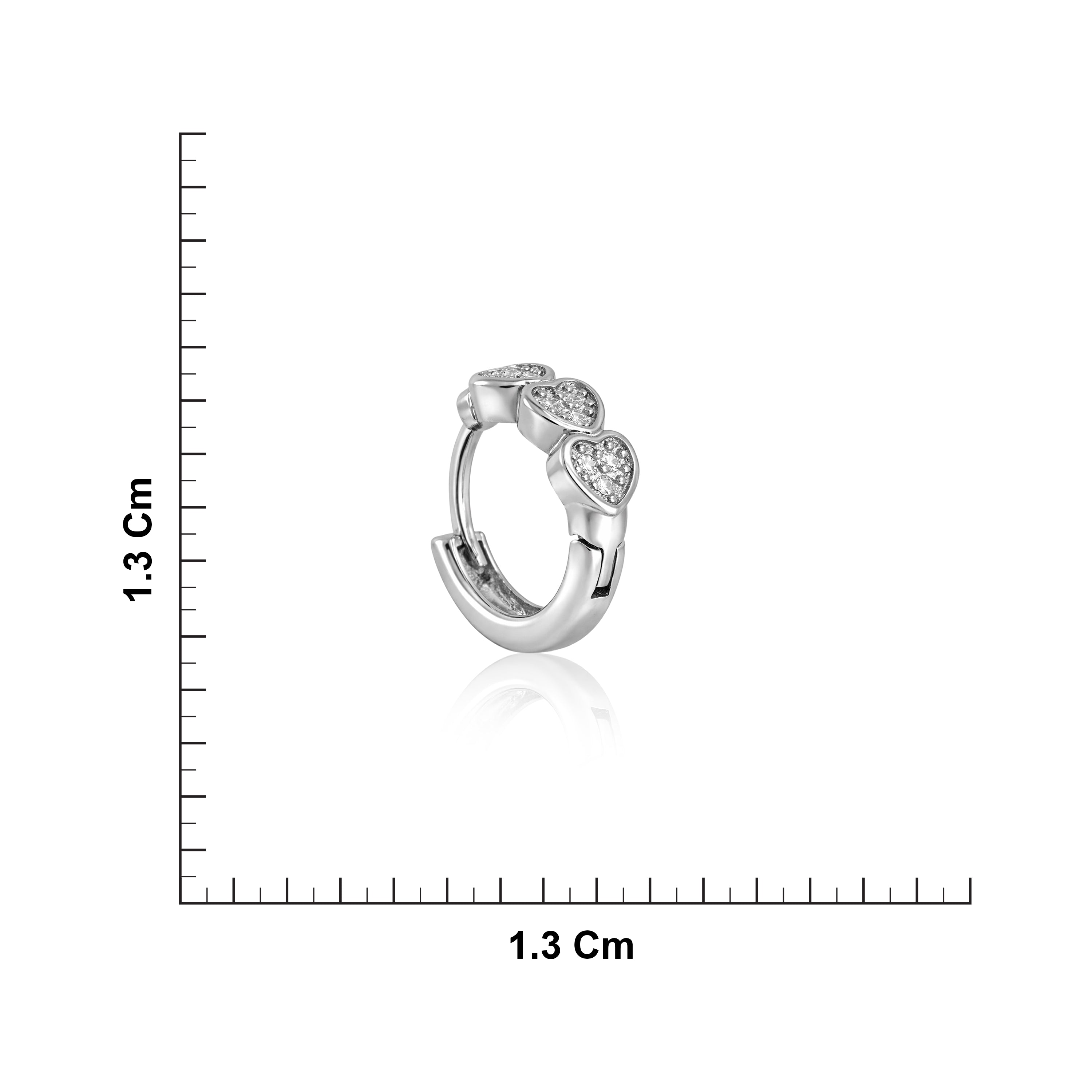 CZ Sterling Silver Triple Heart Hoop Earrings Ishna