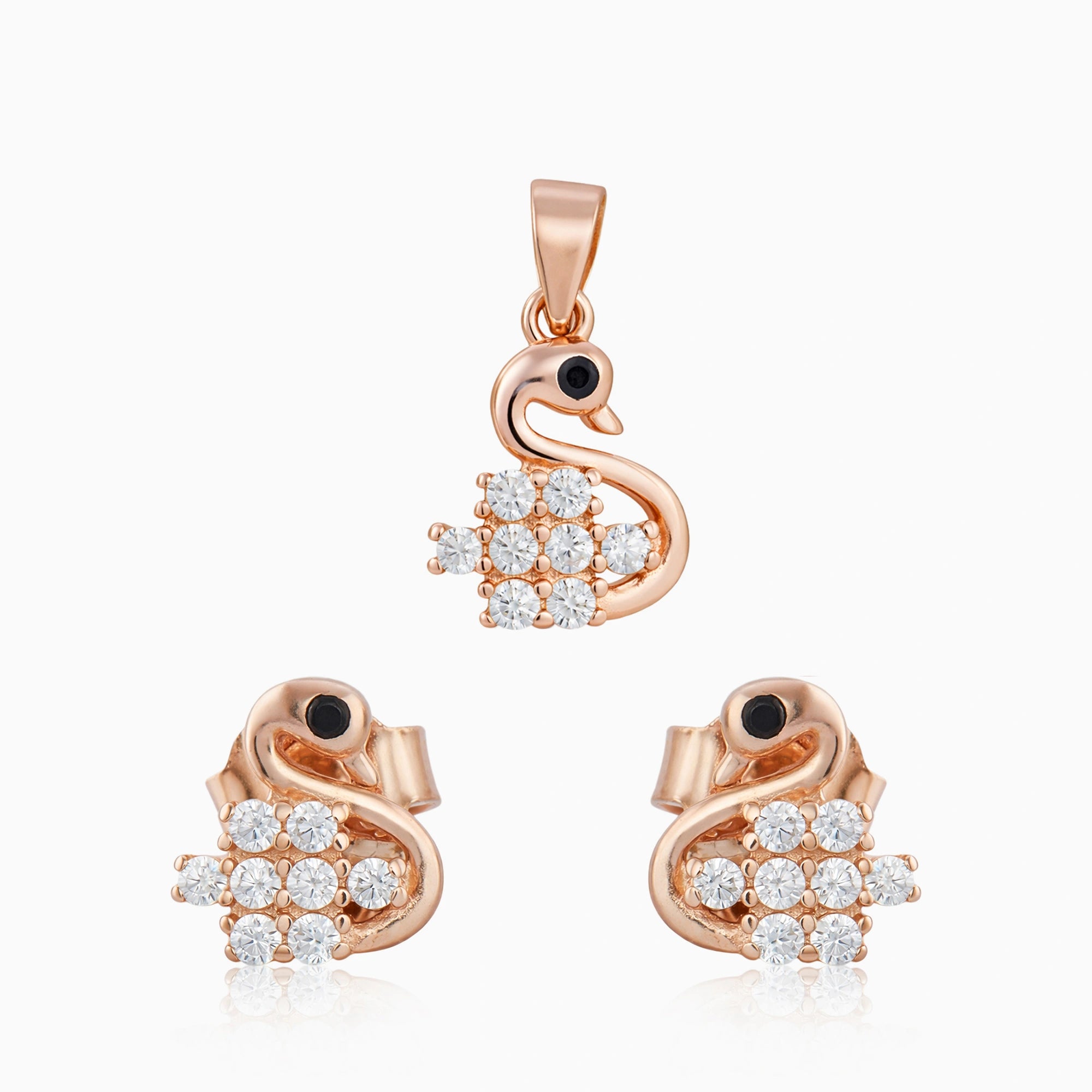 CZ Swan Pendant & Earrings Ishna