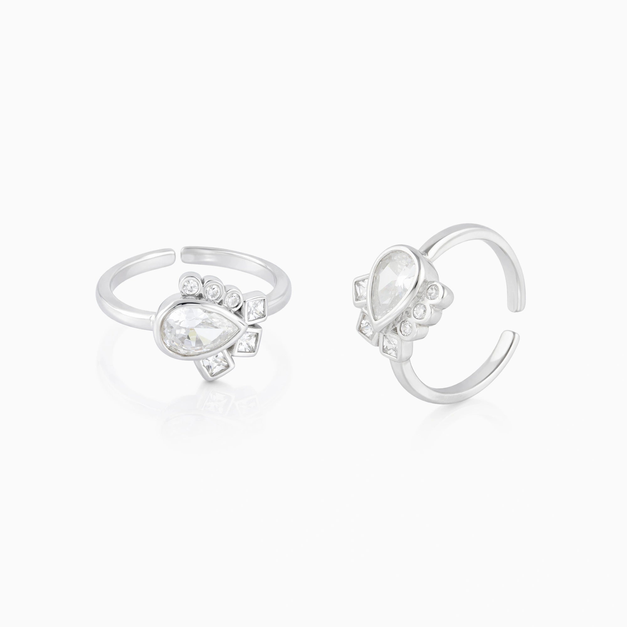 CZ Teardrop Motif Toe Ring Ishna