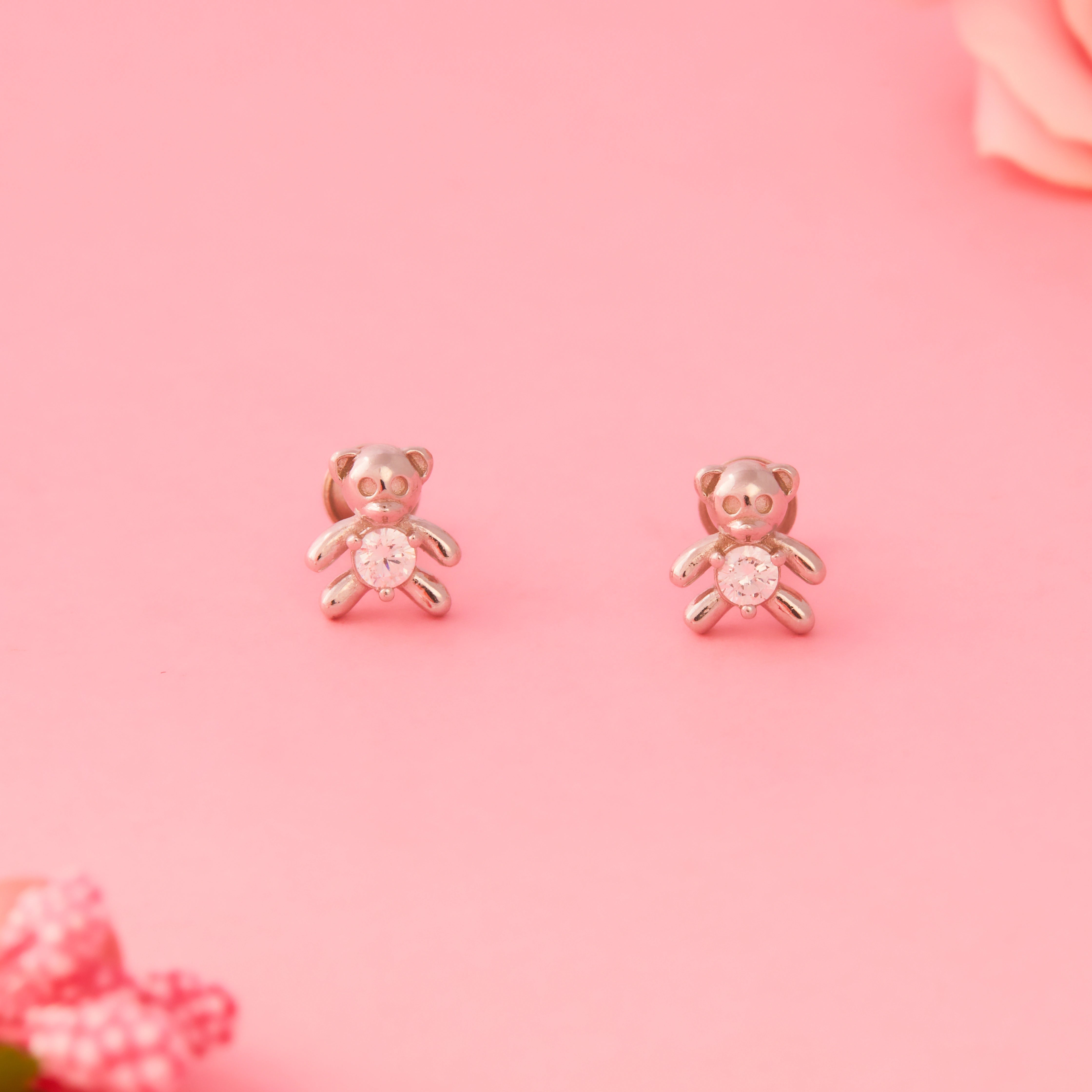 CZ Teddy Bear Earrings Ishna