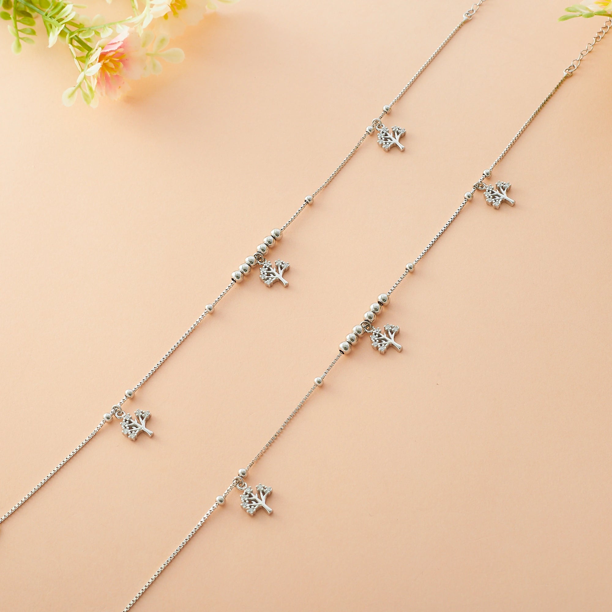 CZ Tree of Life Charm Anklet Ishna