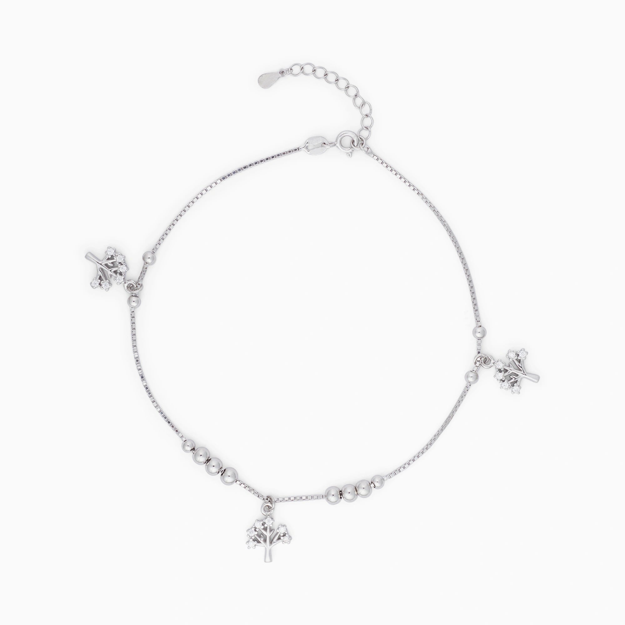 CZ Tree of Life Motif Charm Anklet Ishna