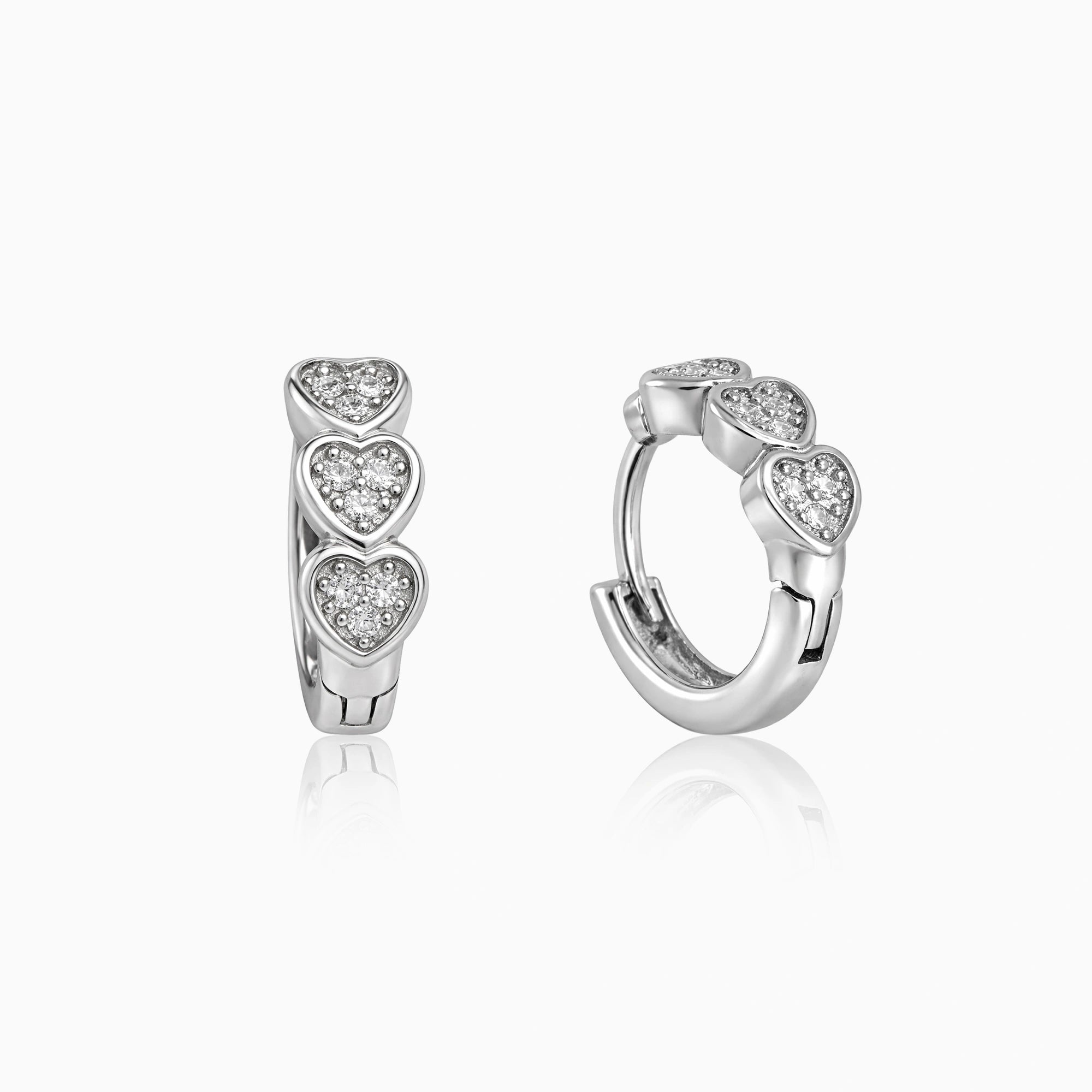 CZ Triple Heart Hoop Stud Earrings
Ishna