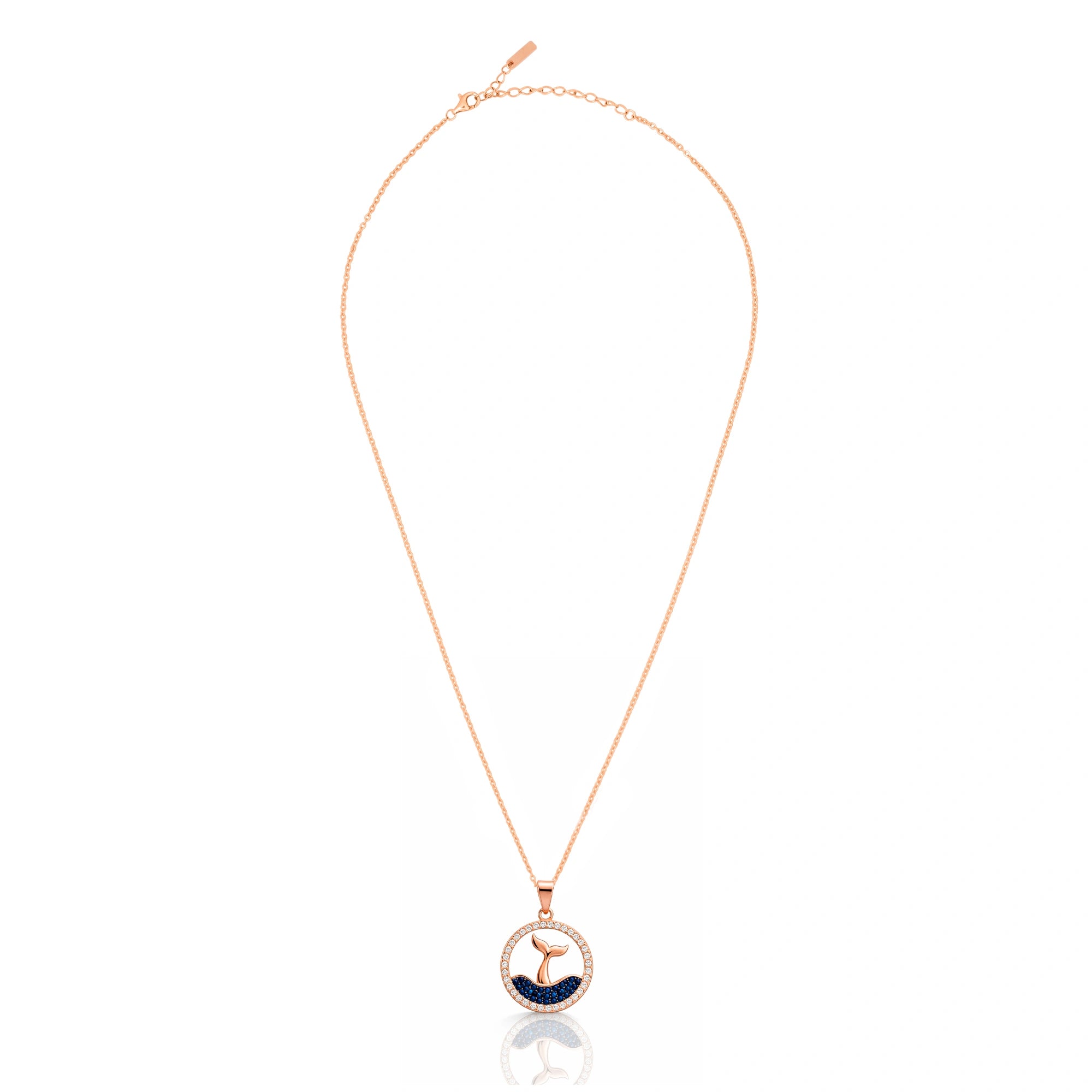 CZ Whale Tail Motif Pendant Chain Ishna