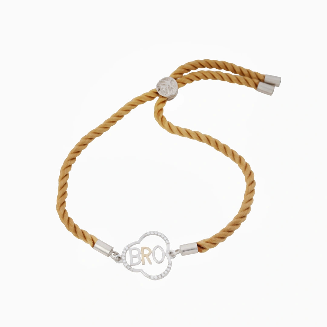 CZ sterling silver golden thread rakhi Ishna