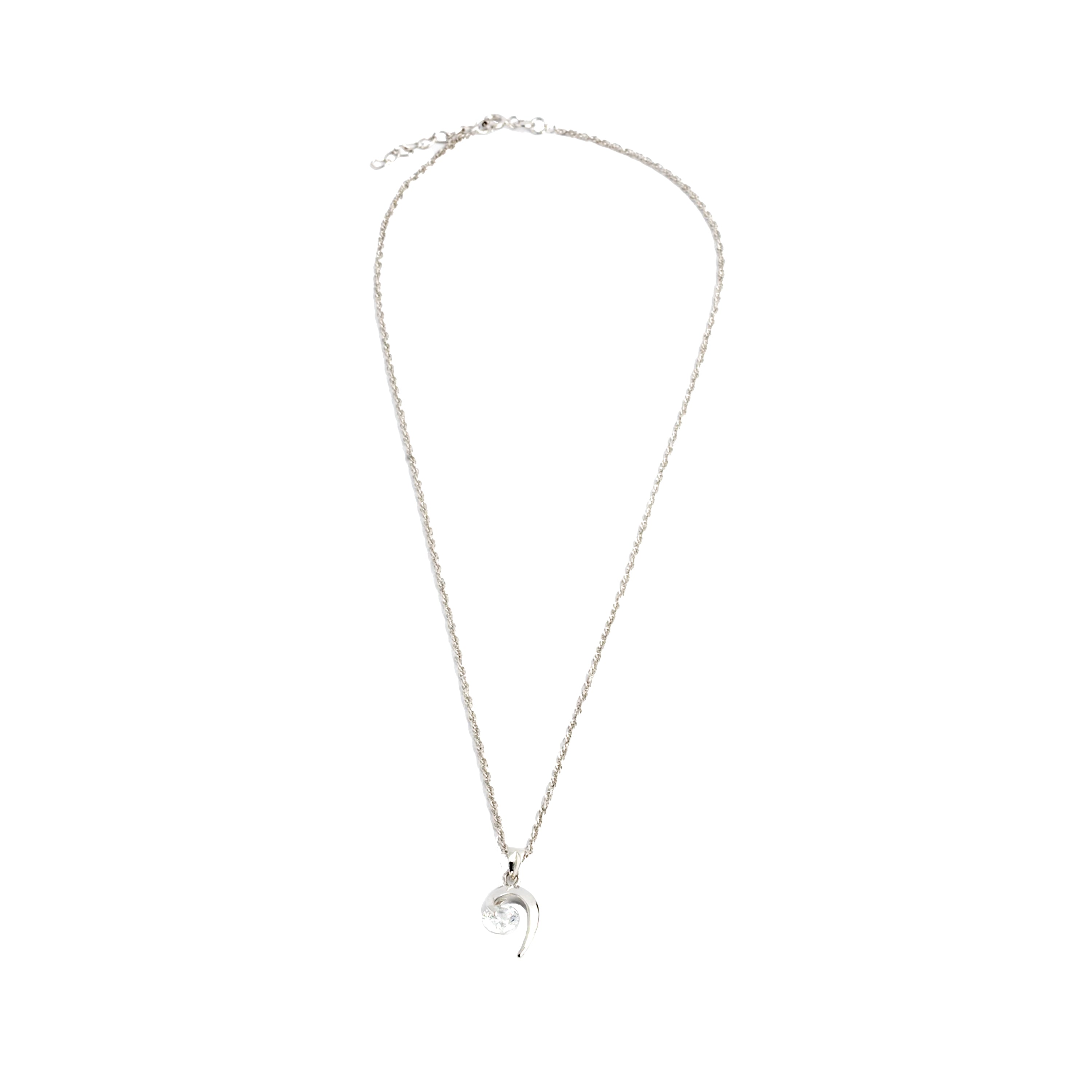CZ stone sterling silver swirl pendant chain Ishna