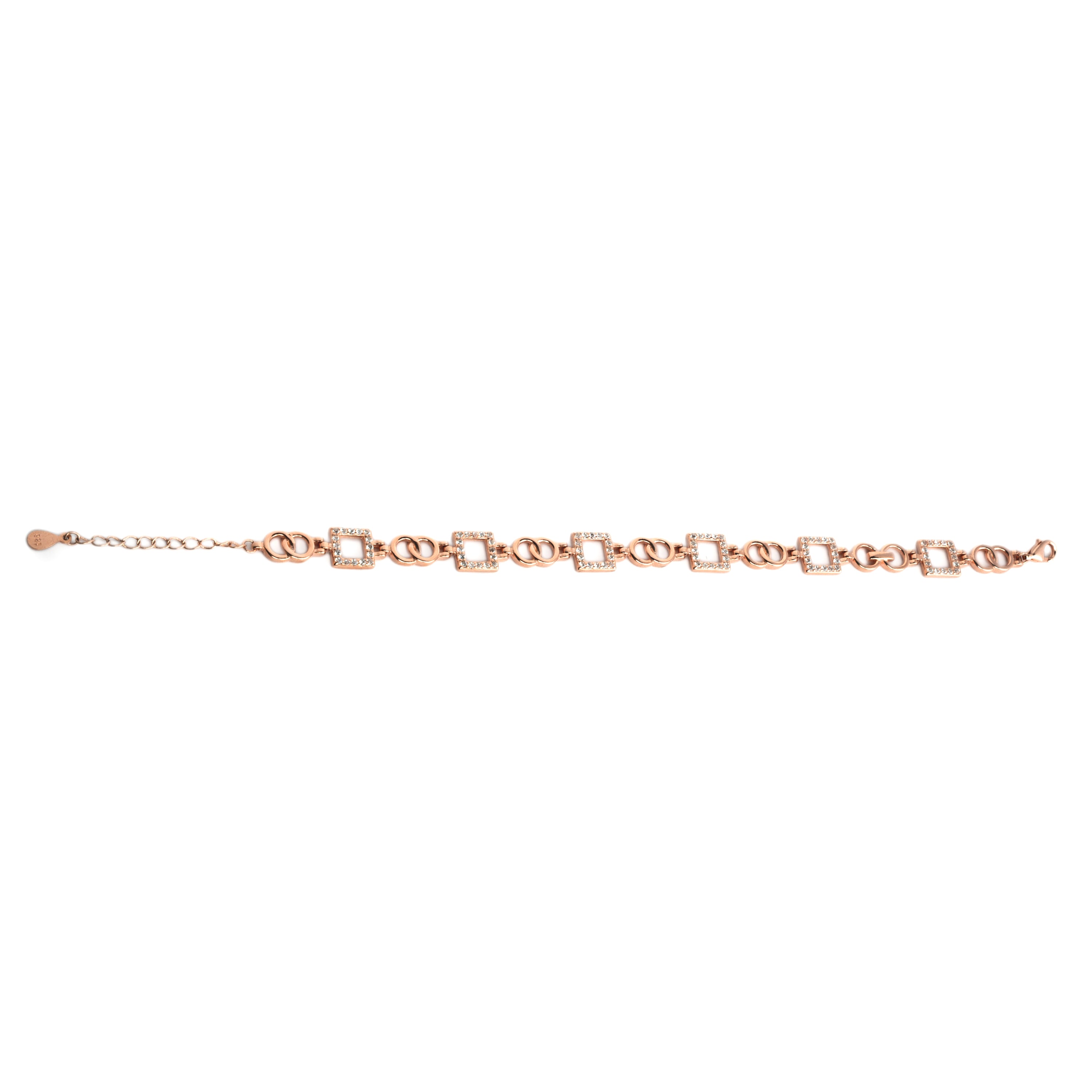 CZ stone studded rose gold bracelet Ishna