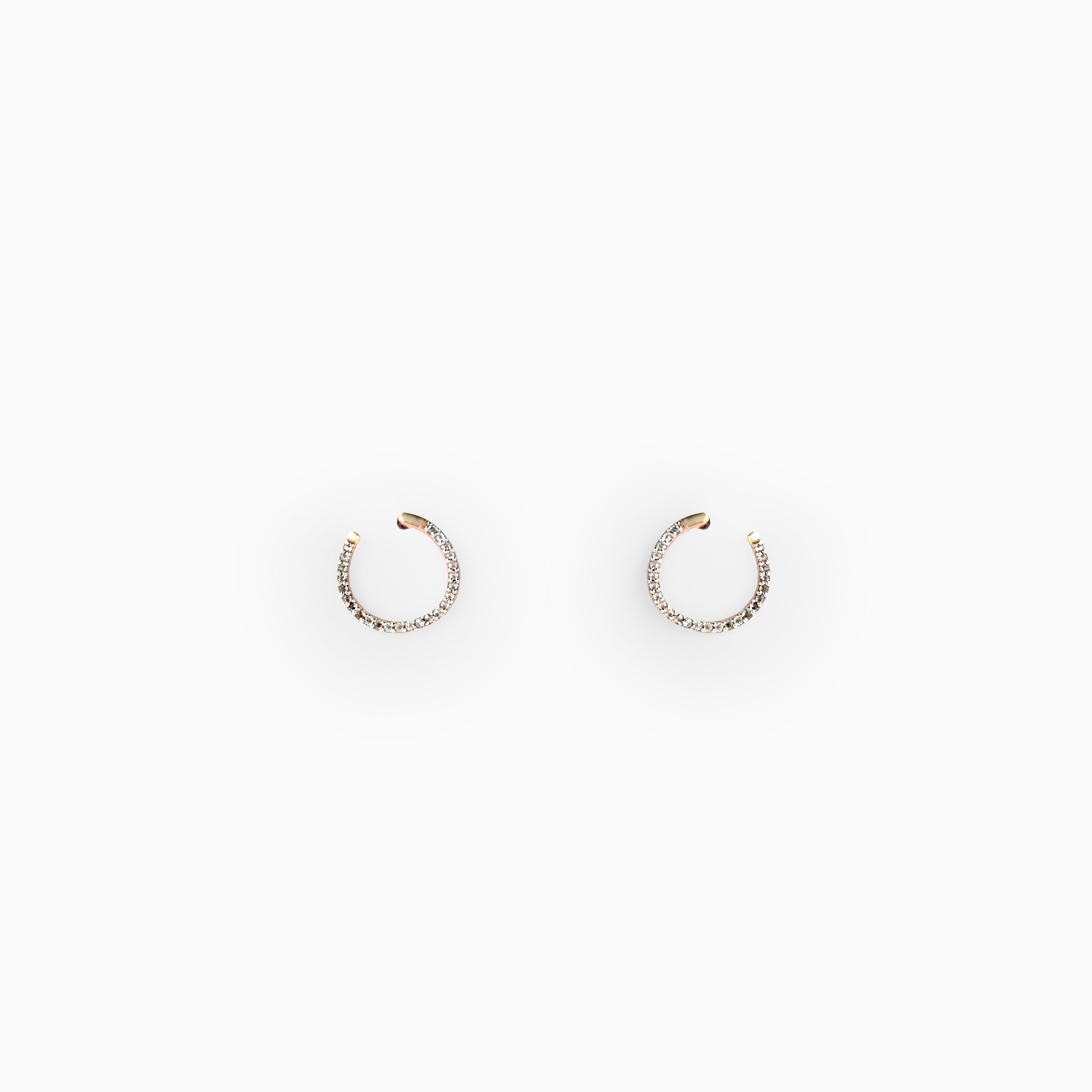 CZ stone studded rose gold plated hoop earrings Ishna