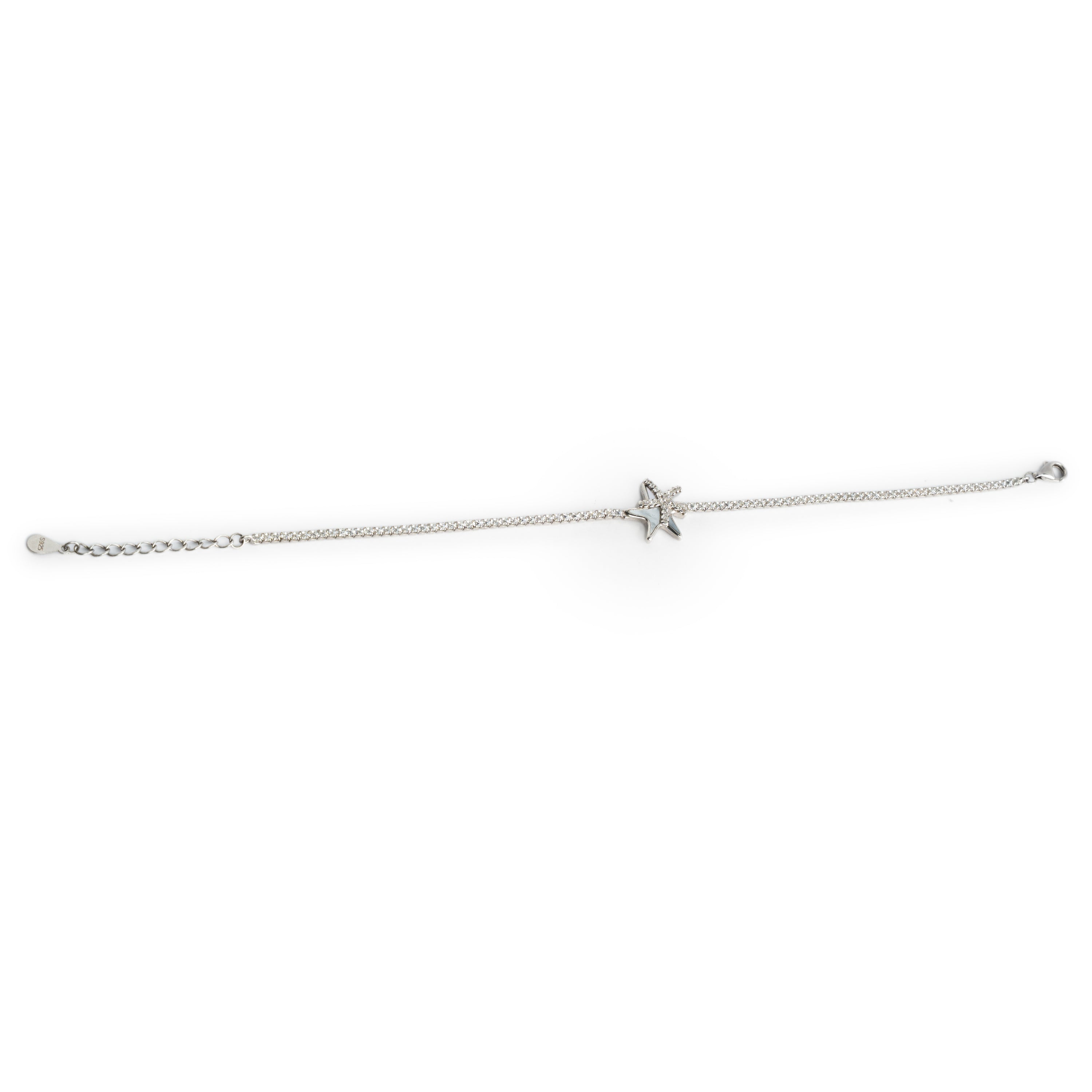 CZ stone studded starfish motif silver bracelet Ishna
