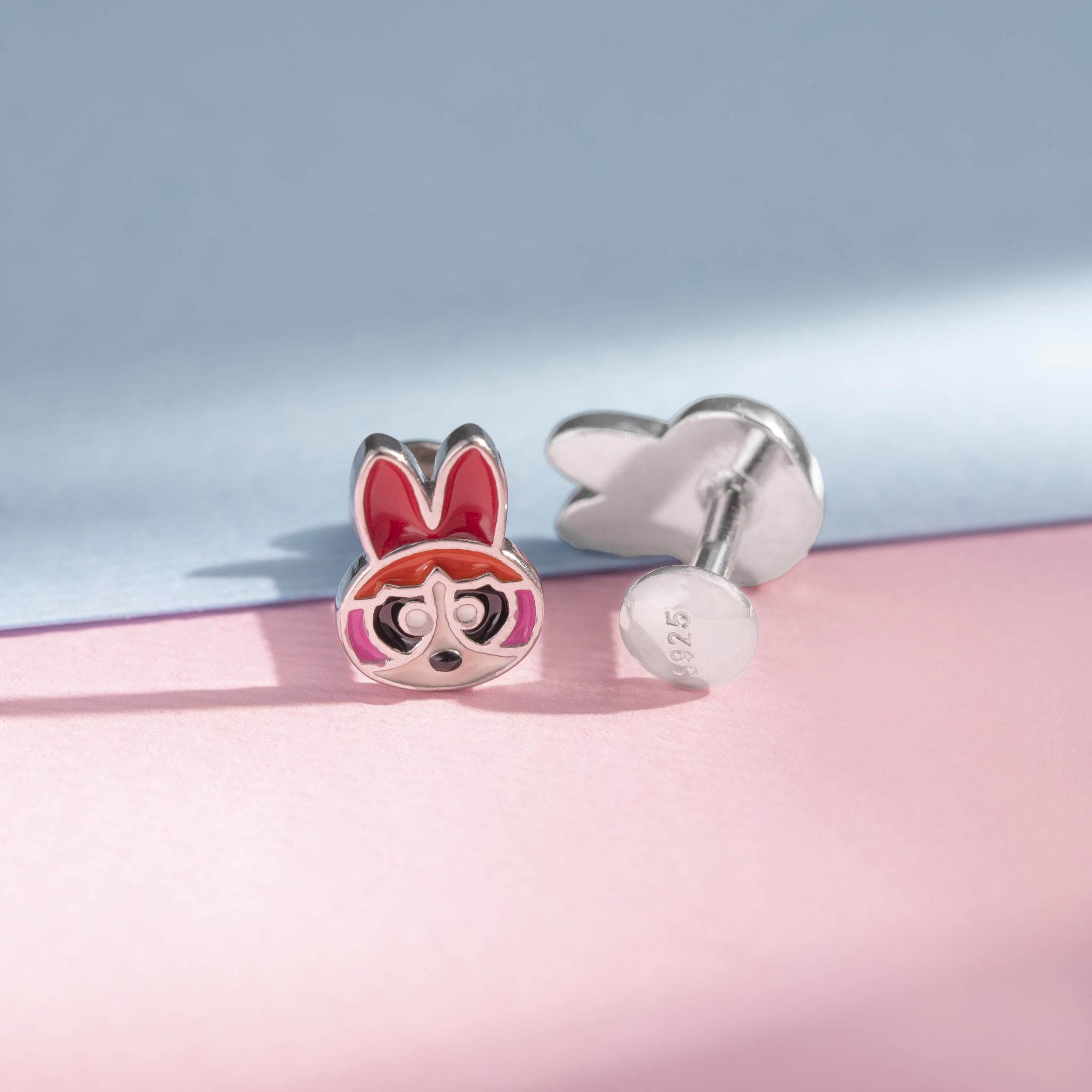 Cartoon character silver stud earrings
