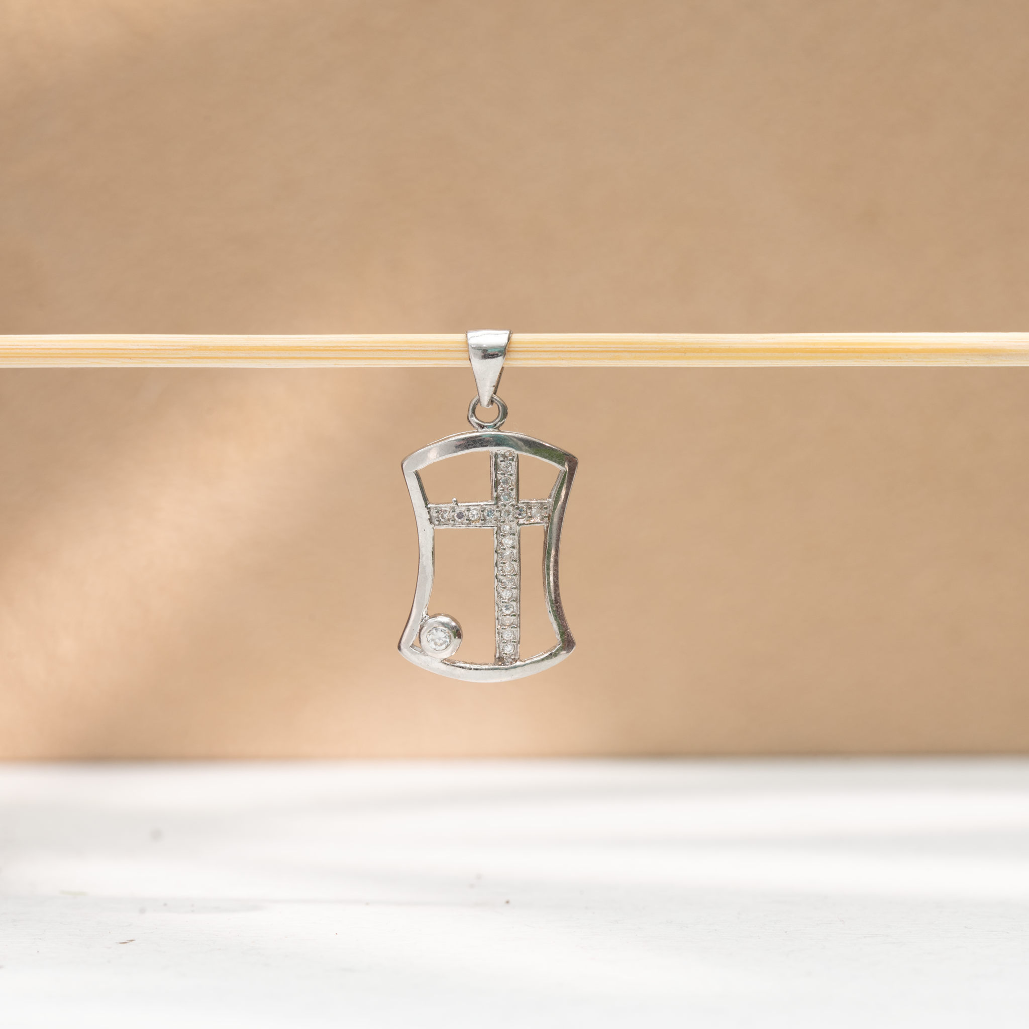 Christian cross shield necklace