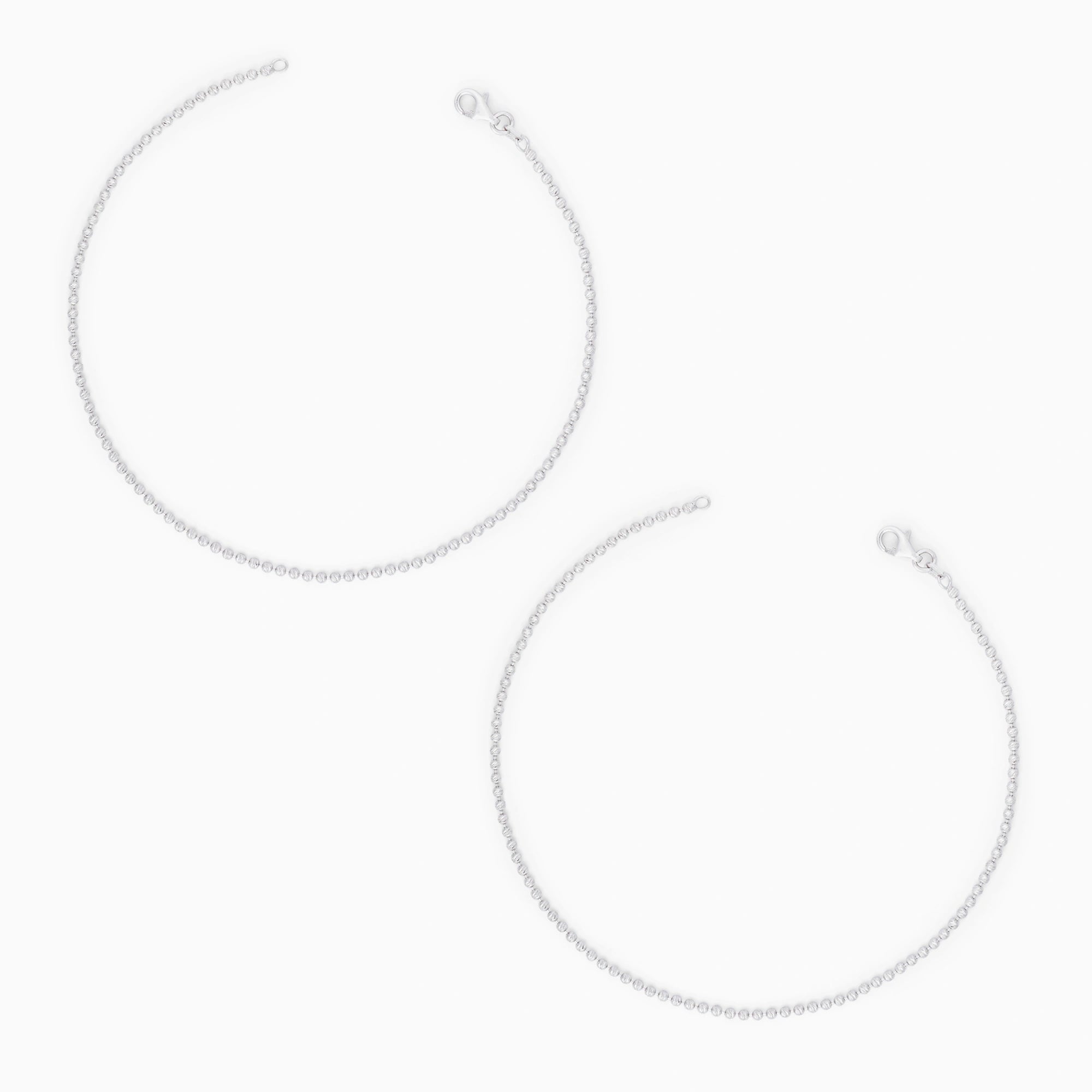 Classic Beaded Anklet in Sterling Silver Ishna