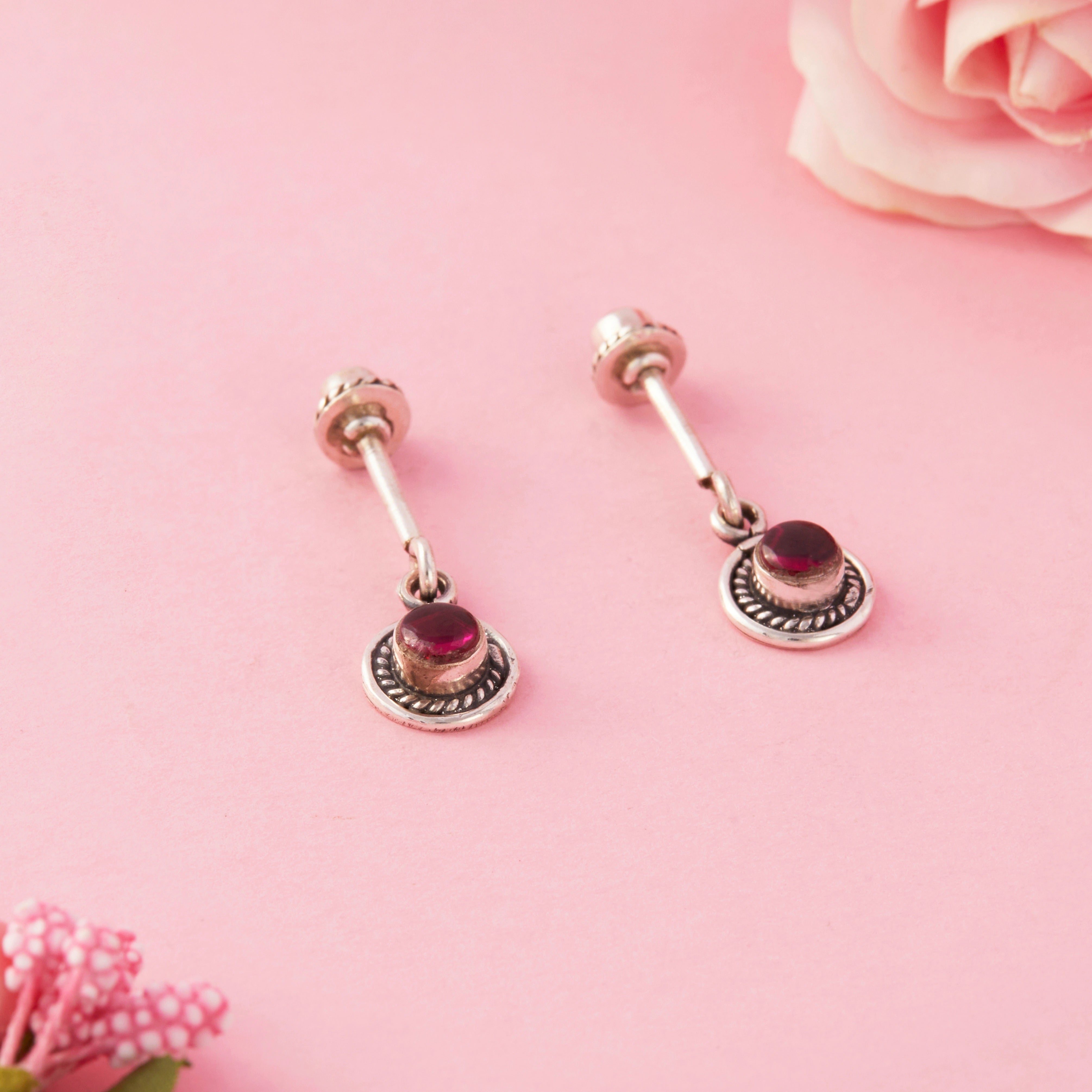 Classic Purple Stone Stud Earrings Ishna