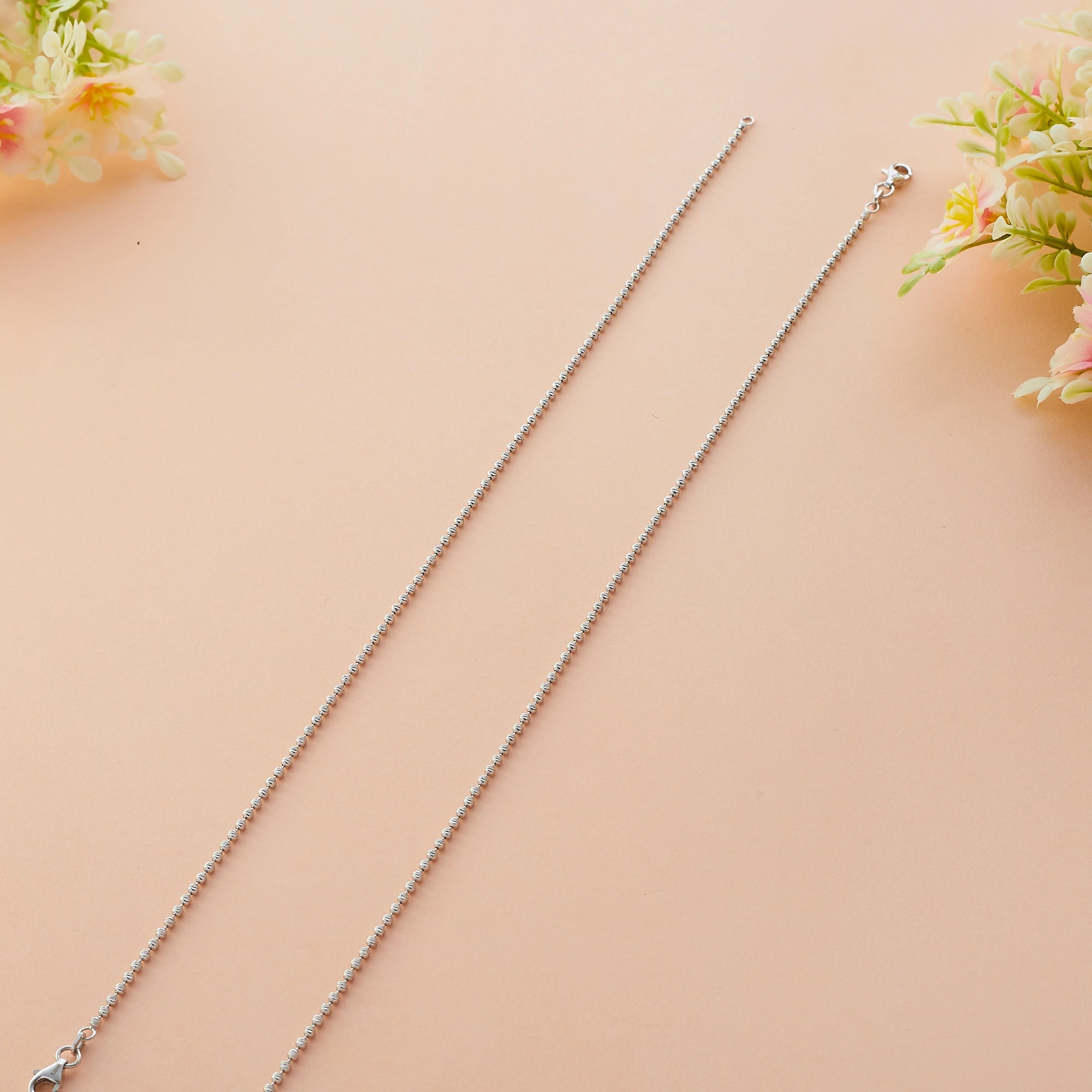 Classic Silver Beaded Anklet Ishna