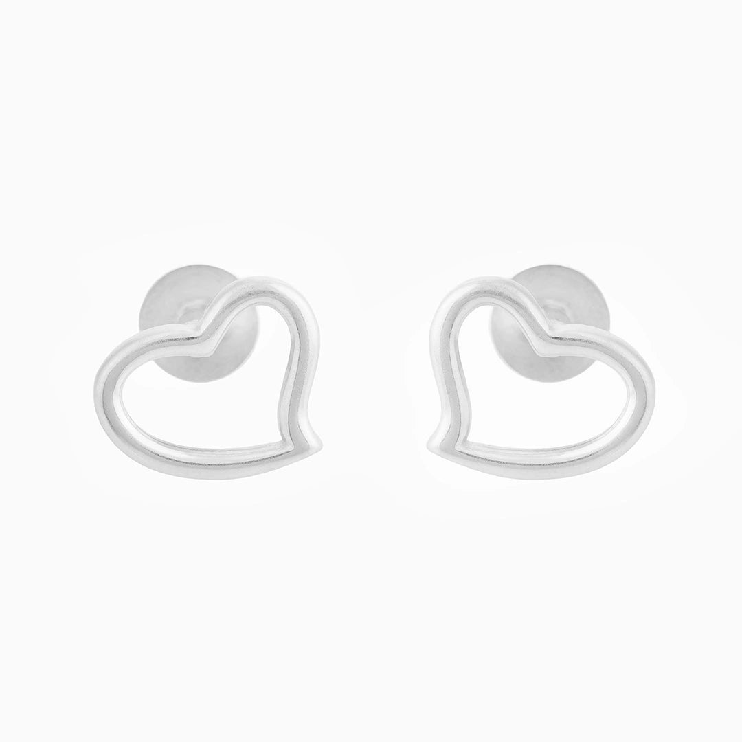 Classic Silver Heart Stud Earrings Ishna