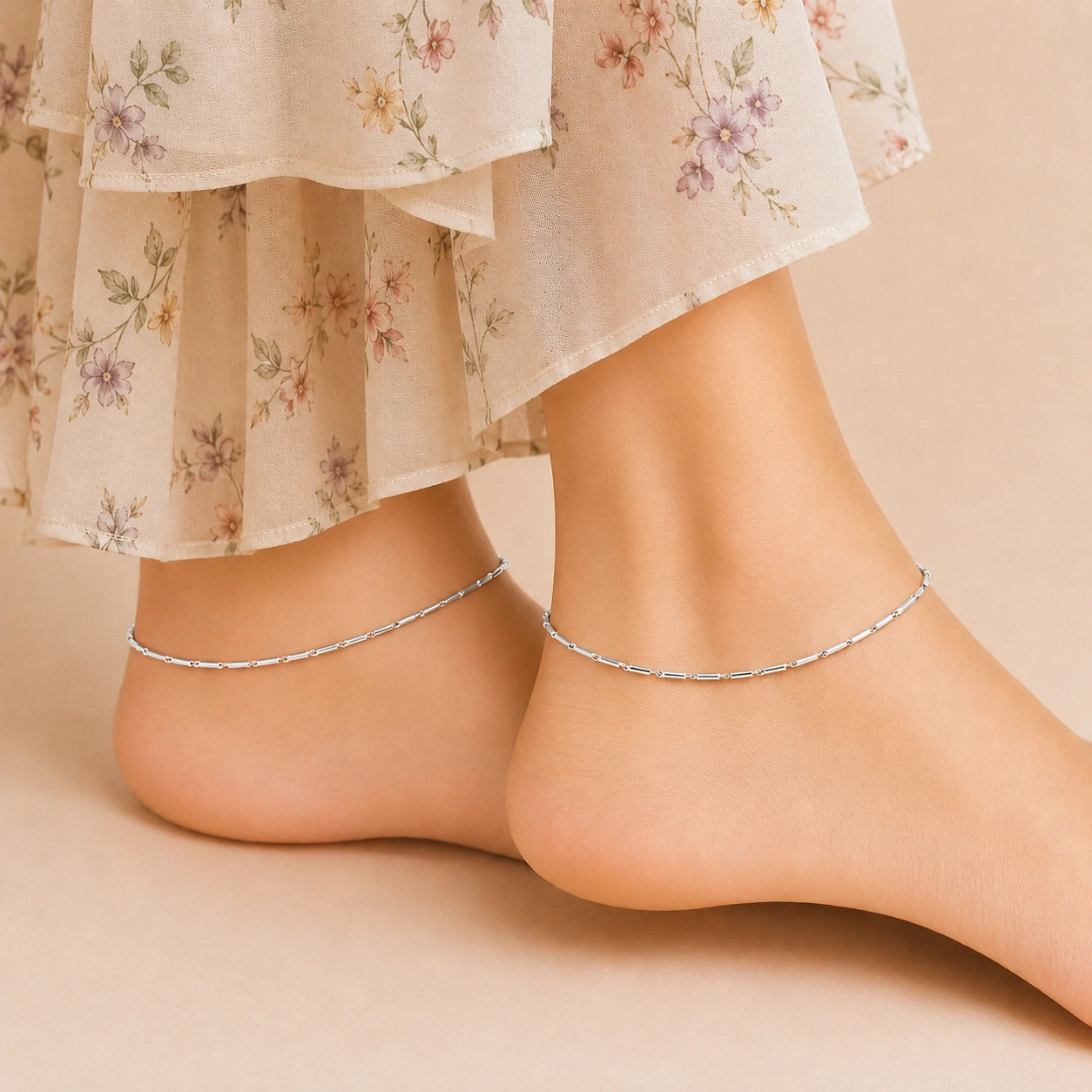 Classic Sterling Silver Bar Anklet Ishna