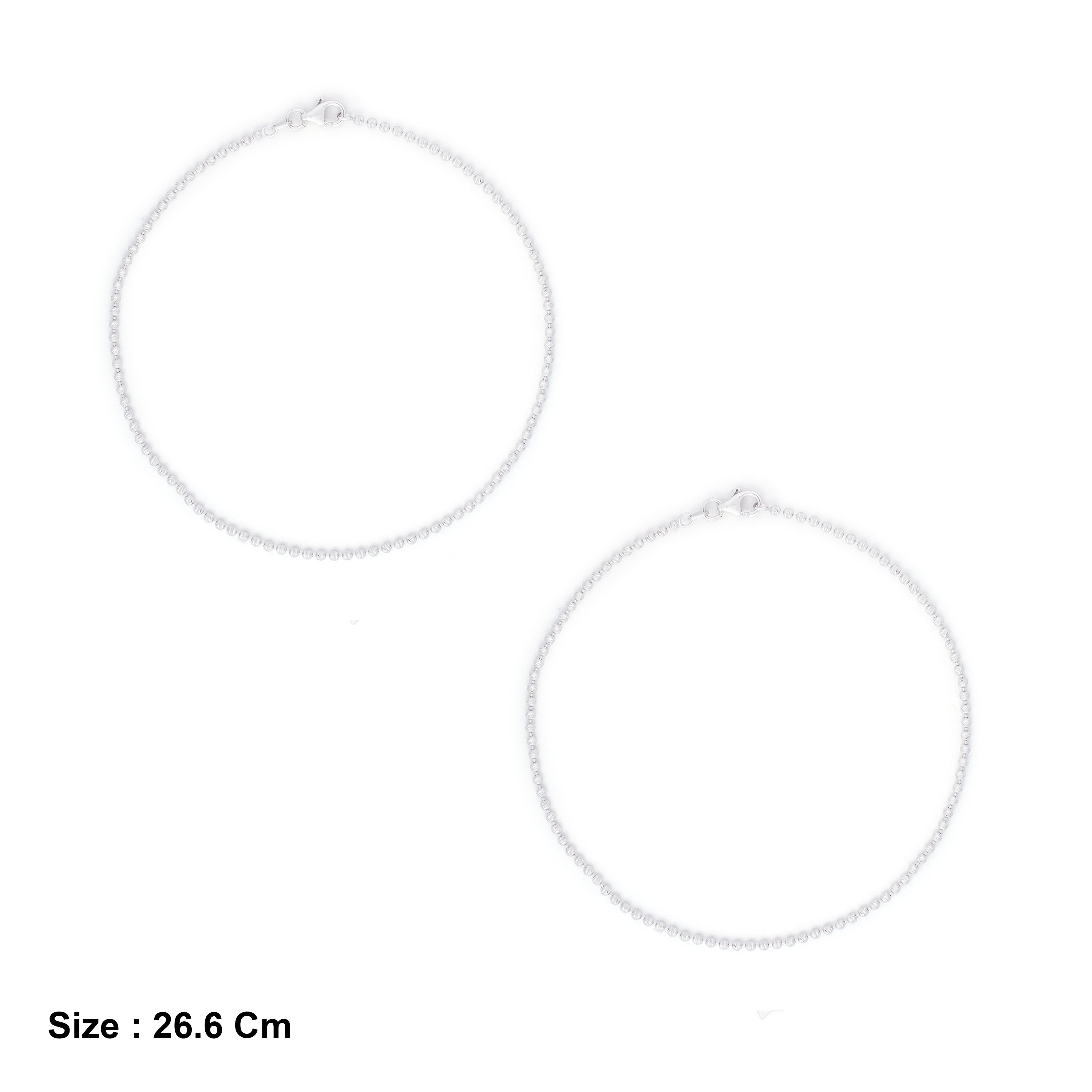Classic Sterling Silver Beaded Designed Anklet Ishna