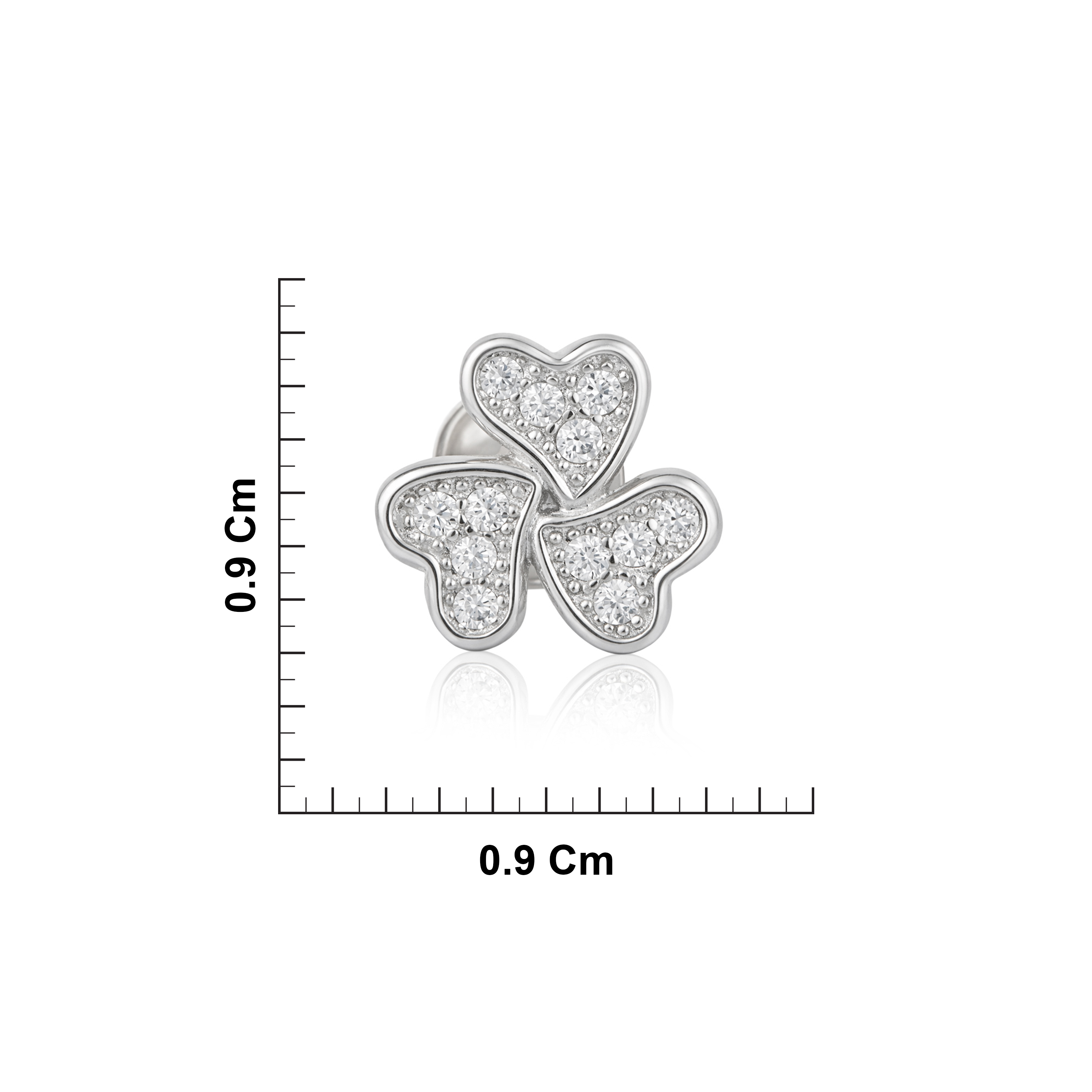  Clover Heart Stud Earrings CZ Sterling Silver Ishna