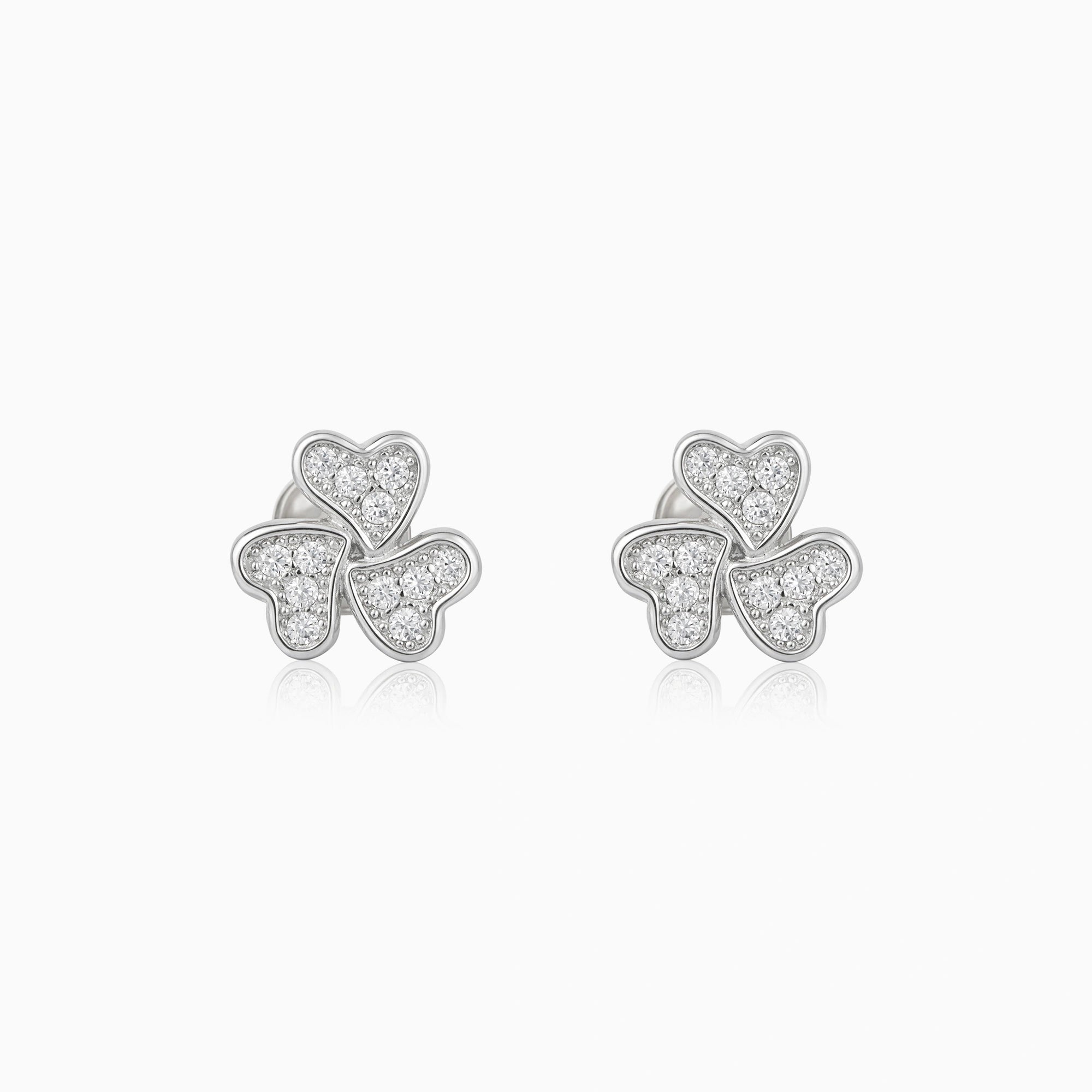 Clover Heart Stud Earrings Ishna