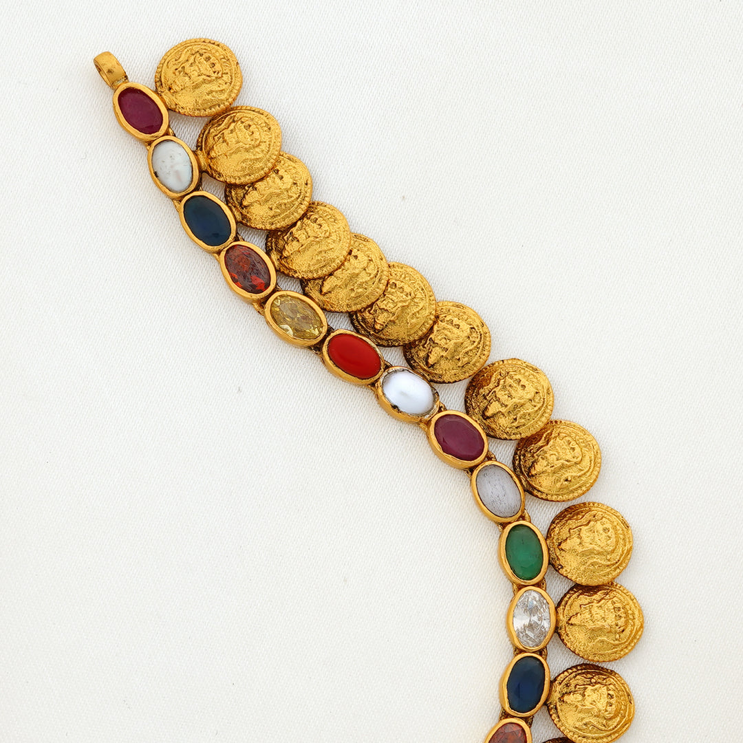 Coin and gemstone ethnic necklace for Indian festive wear