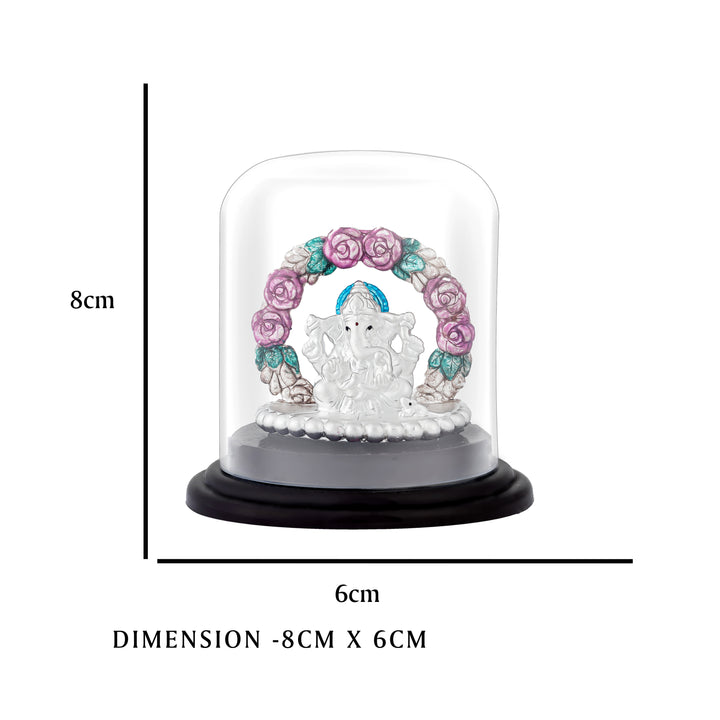 Compact Silver Ganesh Statue for car dashboard