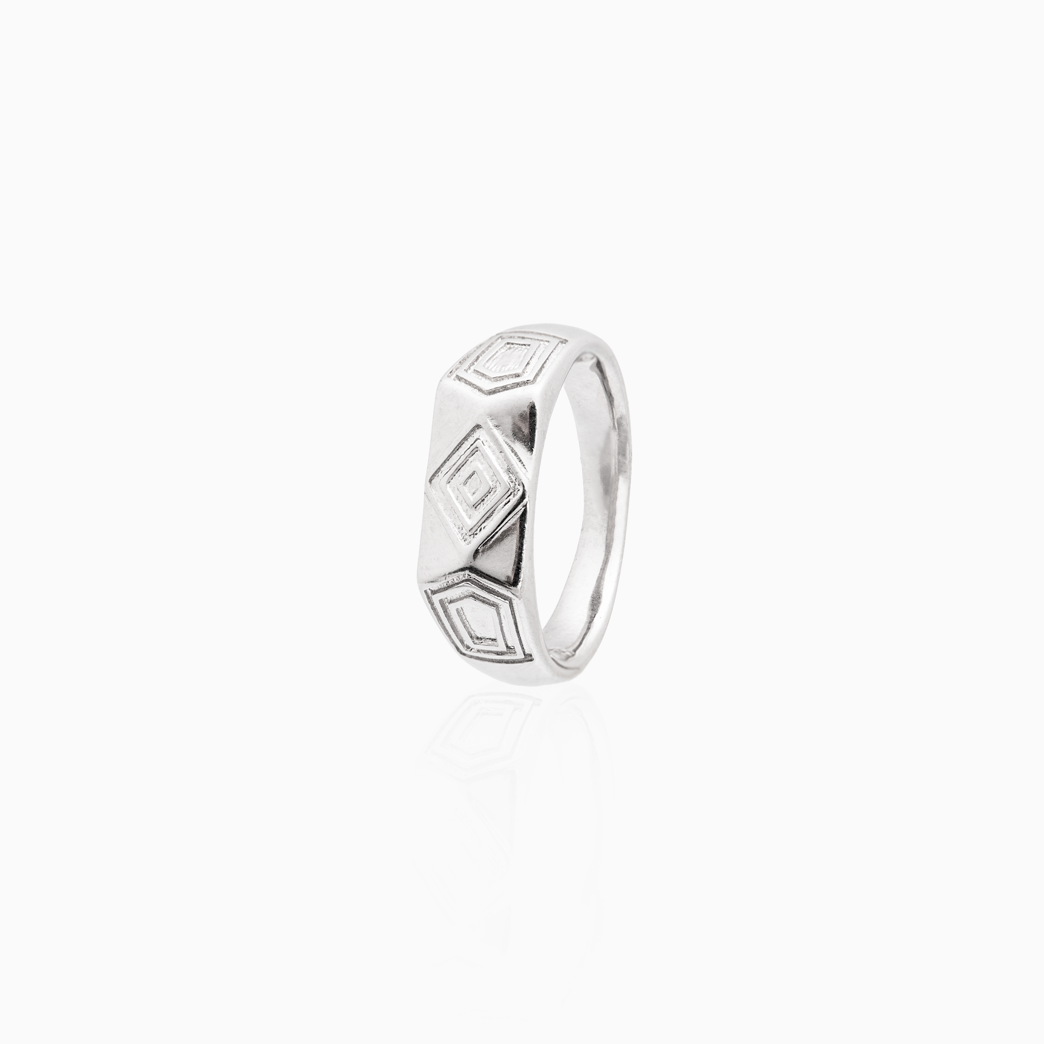 Contemporary silver ring for men