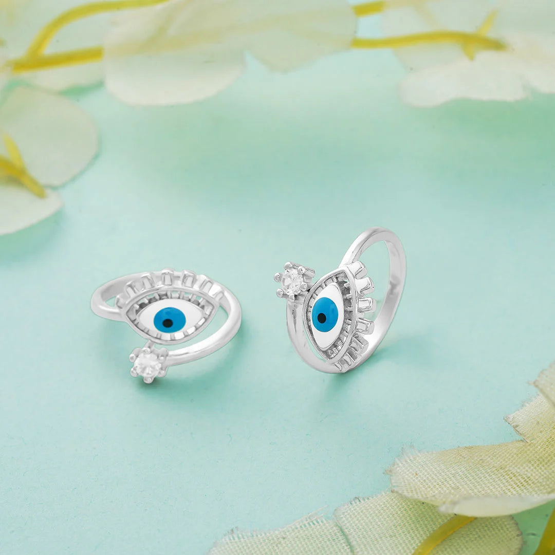 Crown detail blue eye silver metti design