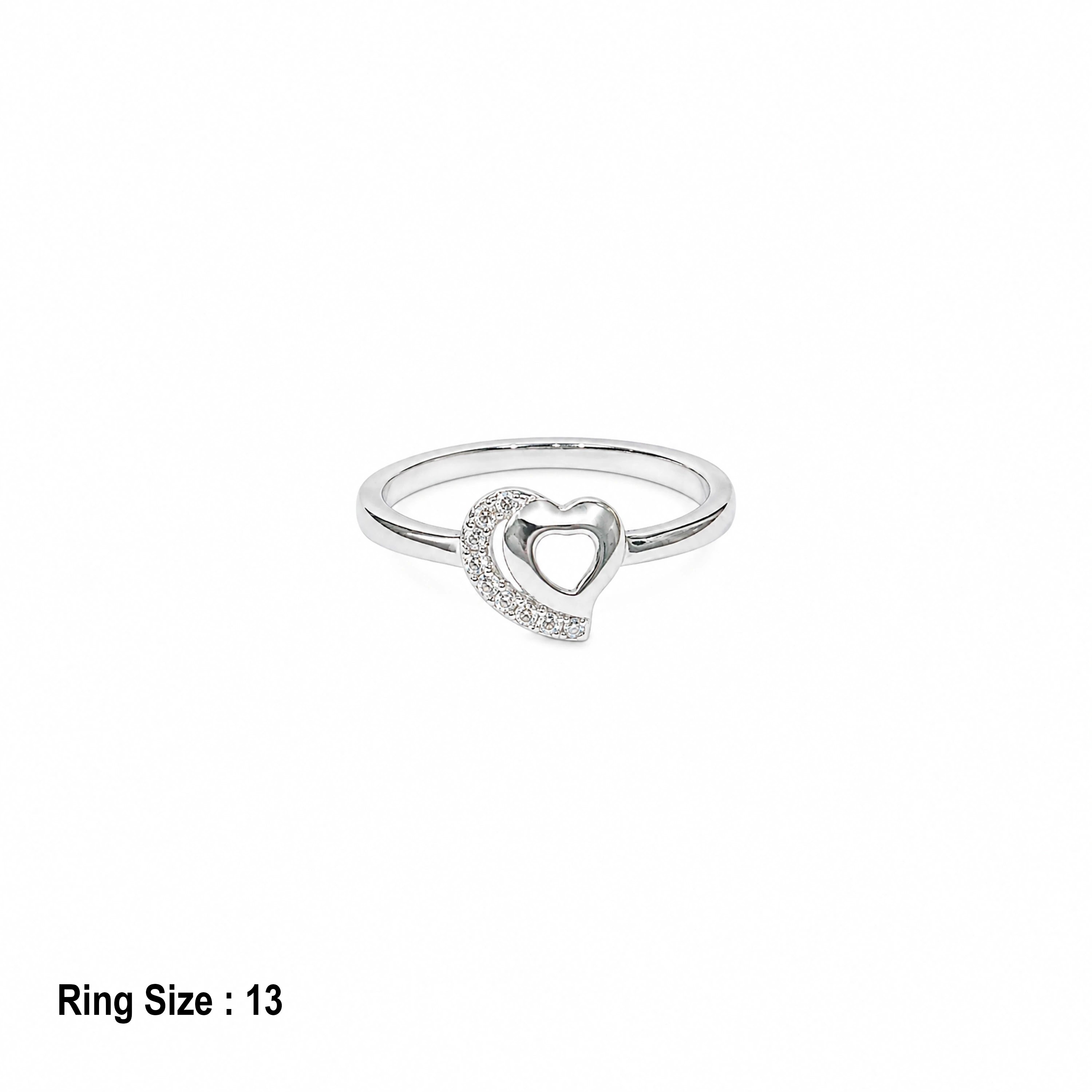 Crystal Heart Silver Ring Ishna
