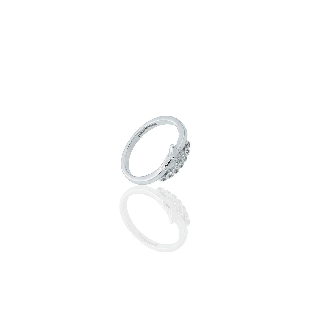 Crystal Stone Butterfly Ring in Silver Ishna
