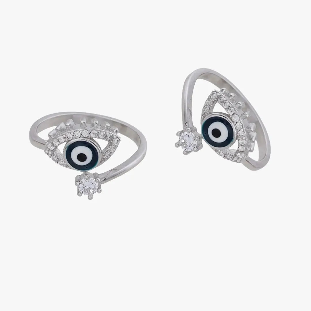 Crystal guardian eye adjustable toe ring.