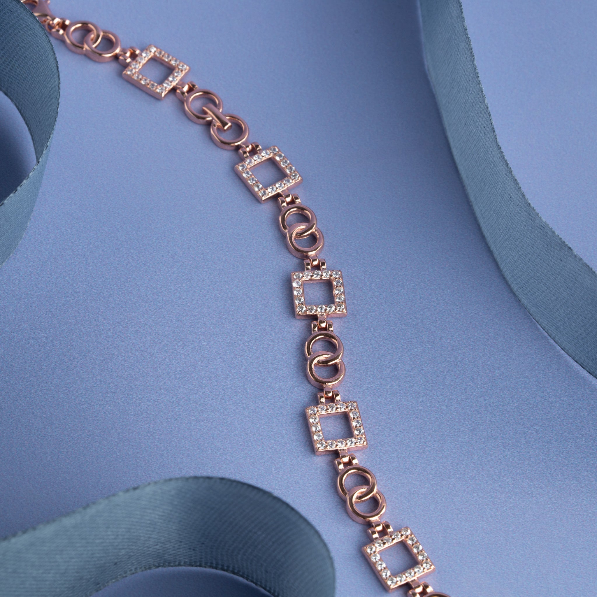 Crystal square chain bracelet