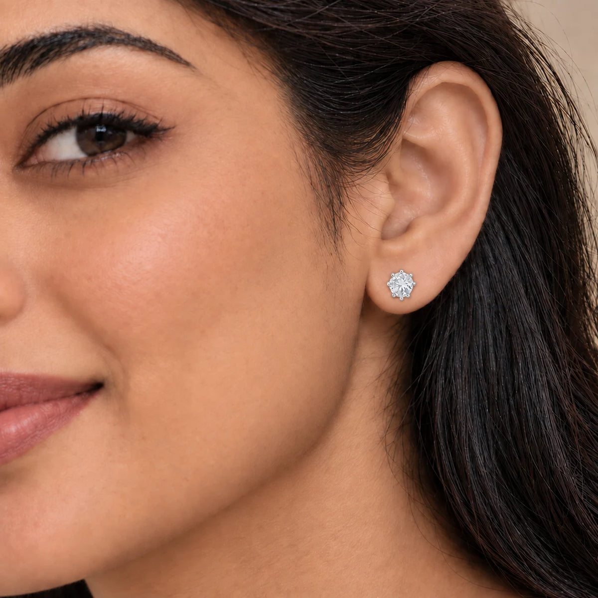 Crystal stud silver earrings for women