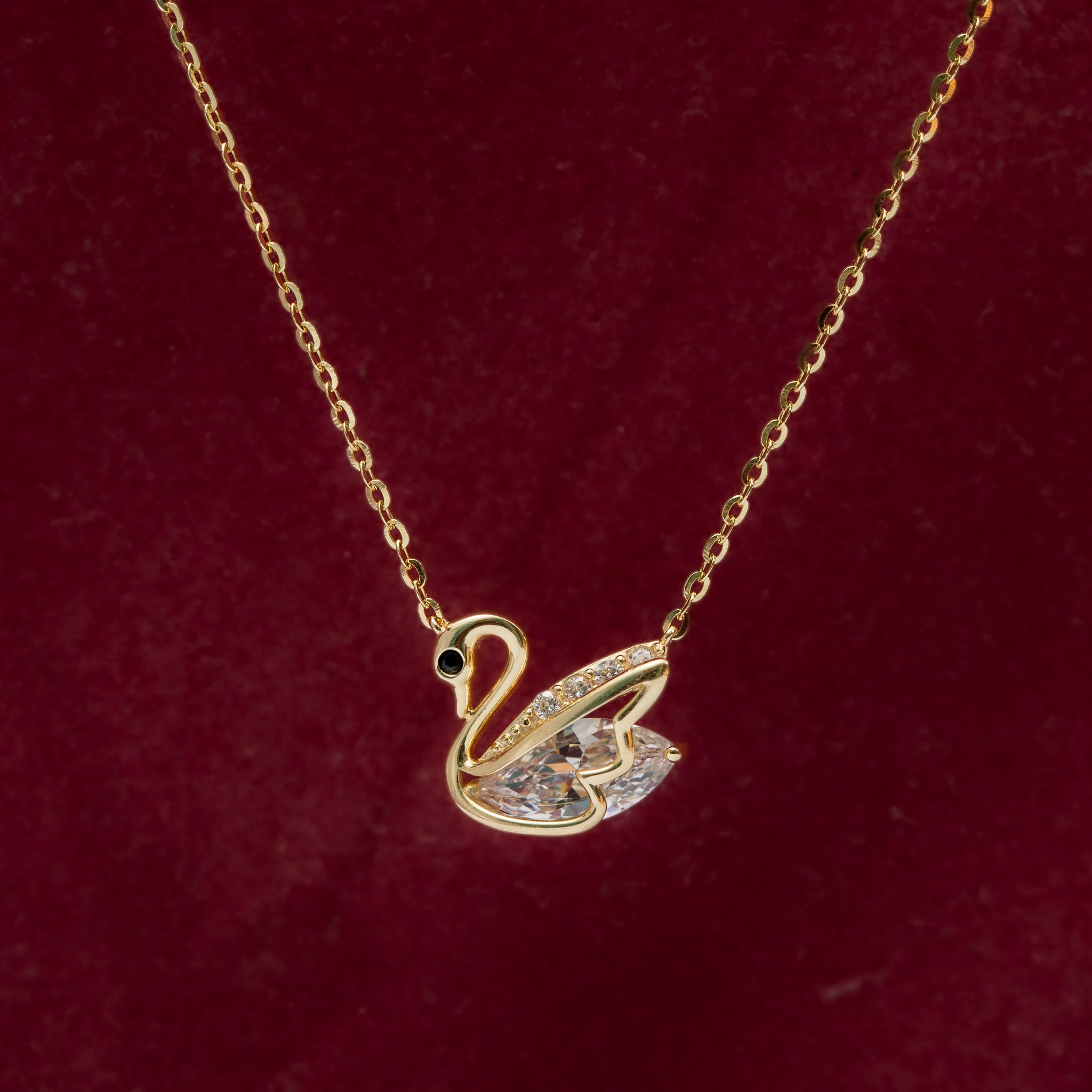 Crystal swan gold-plated pendant jewelry