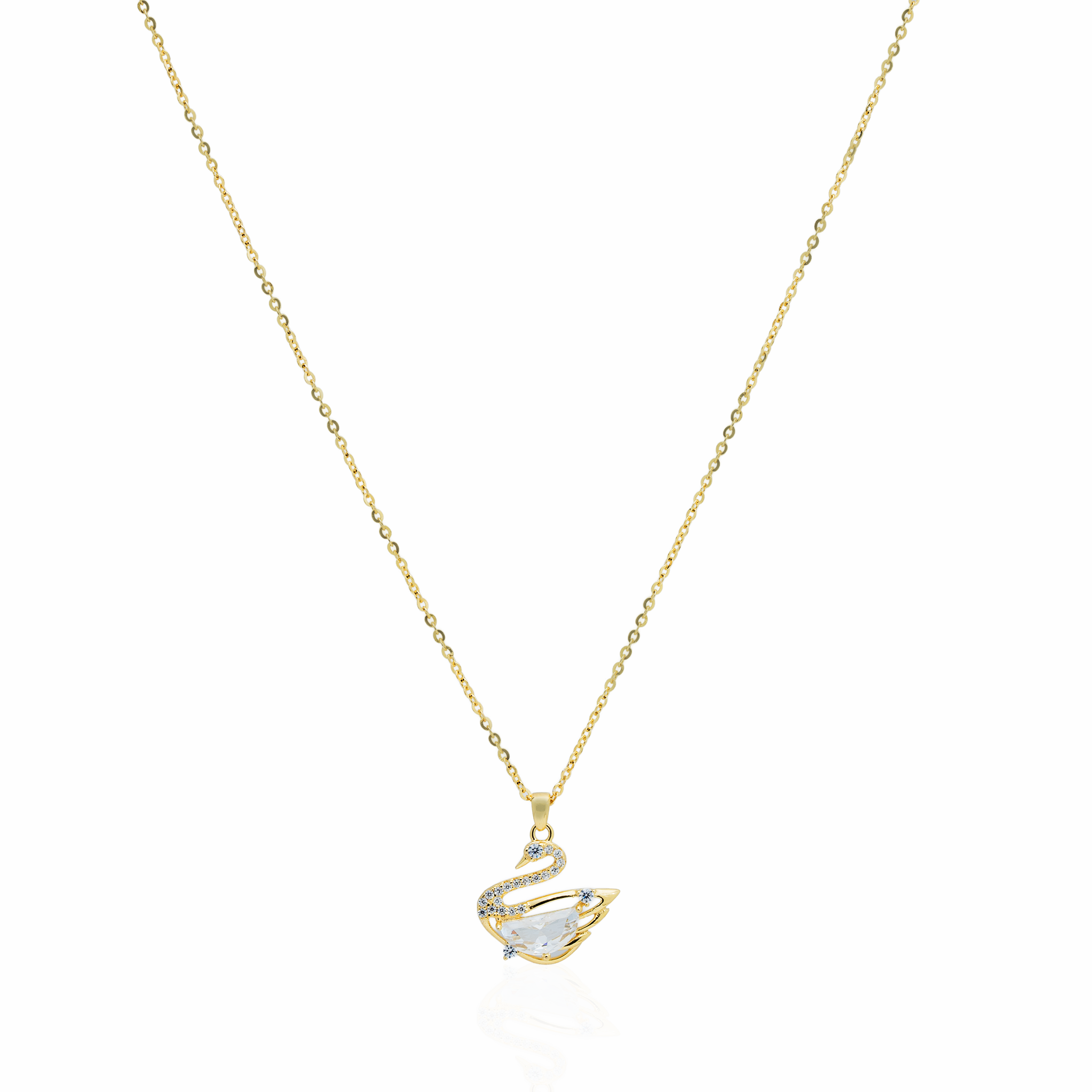 Crystal swan gold-plated pendant jewelry