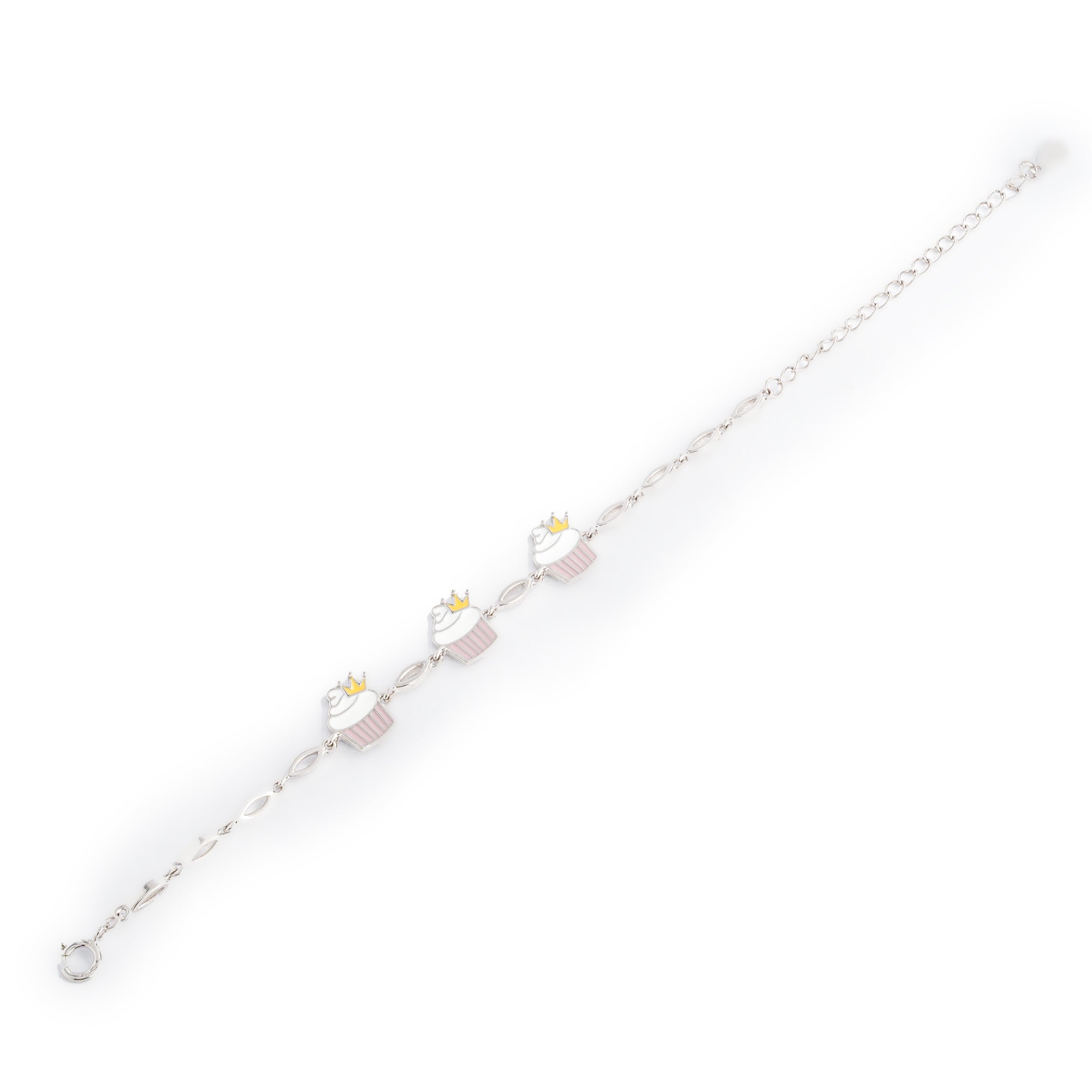 Cupcake Crown Charm Silver Bracelet Ishna