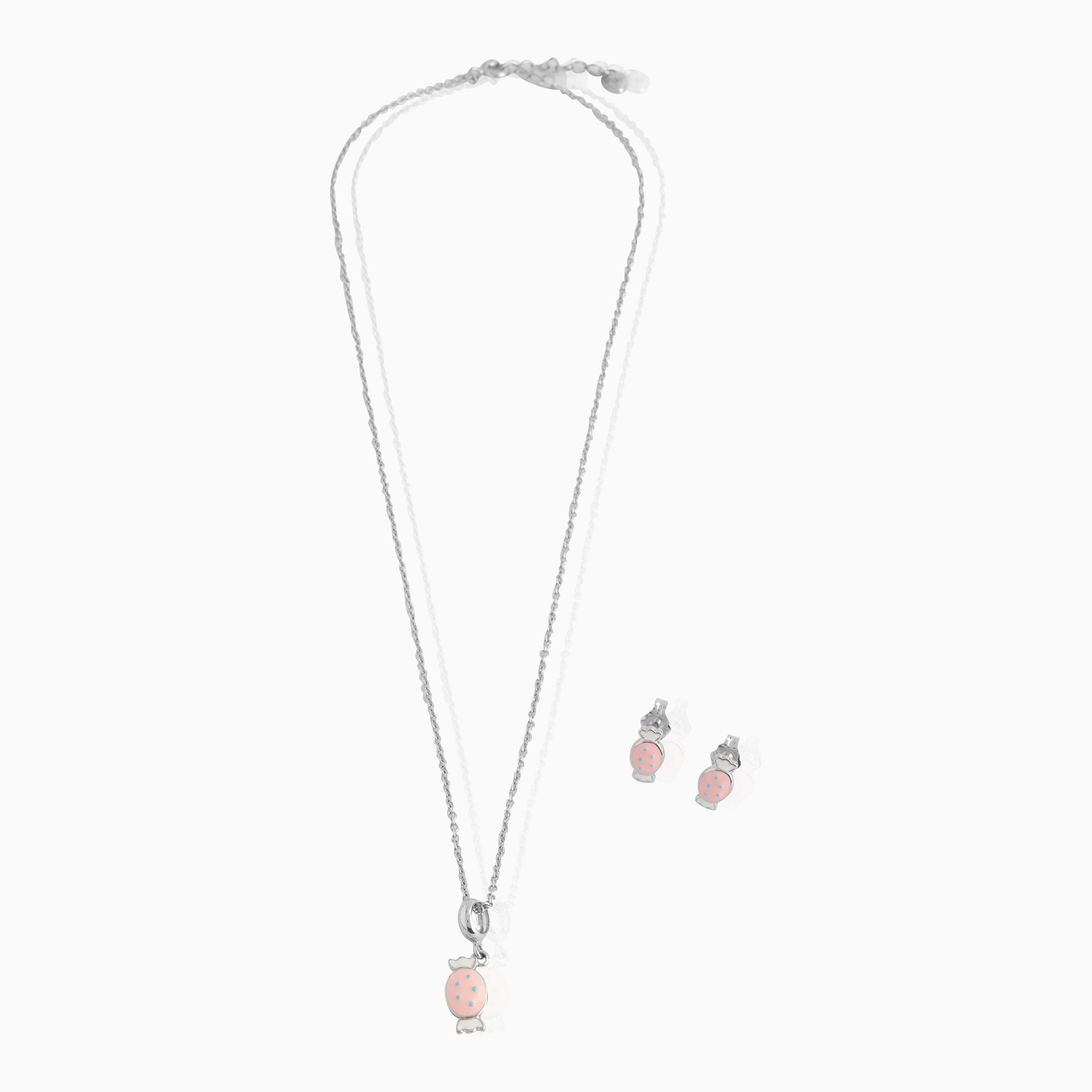 Cute candy design silver necklace with studs