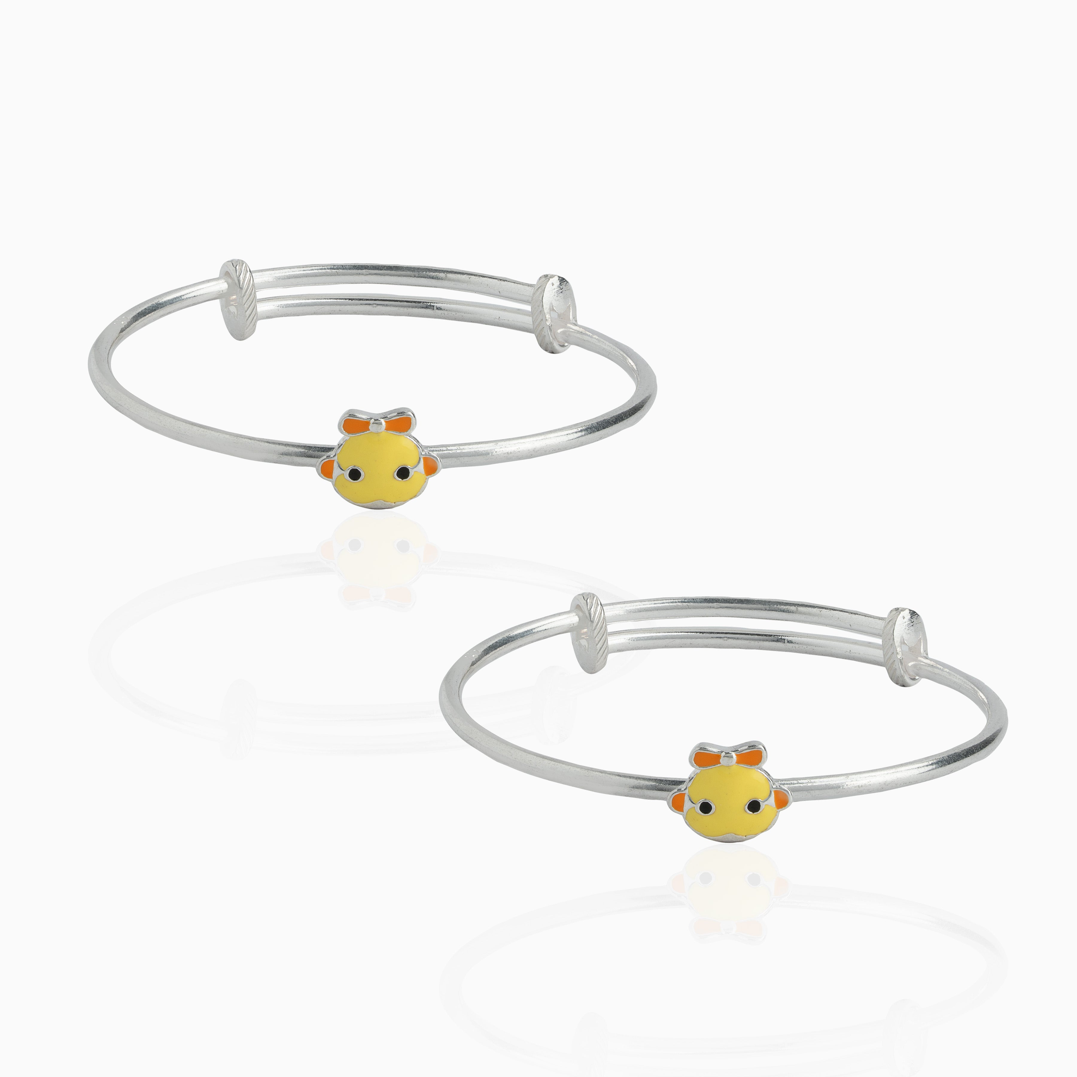 Cute chick motif adjustable silver baby bangle