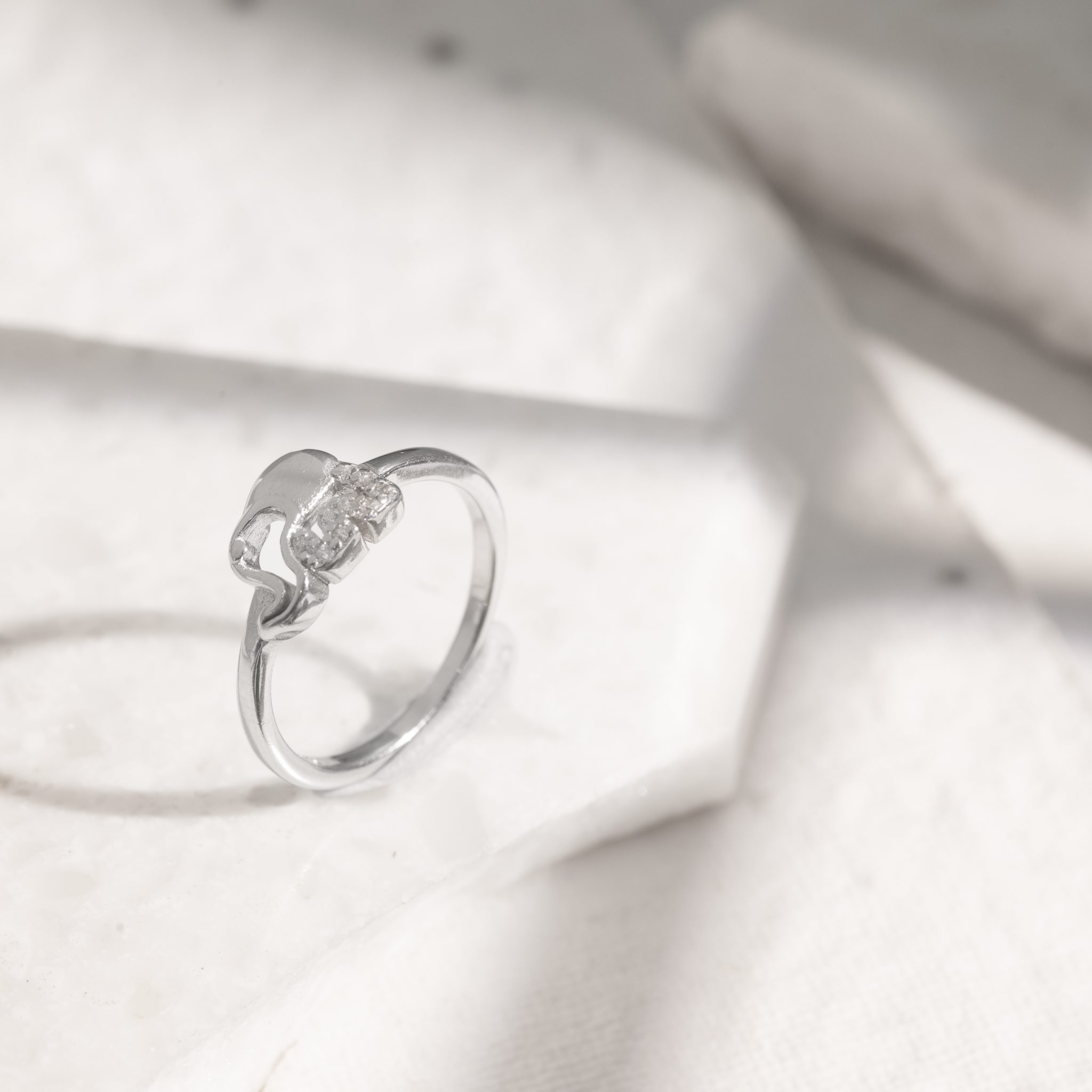 Cute elephant silver ring for women