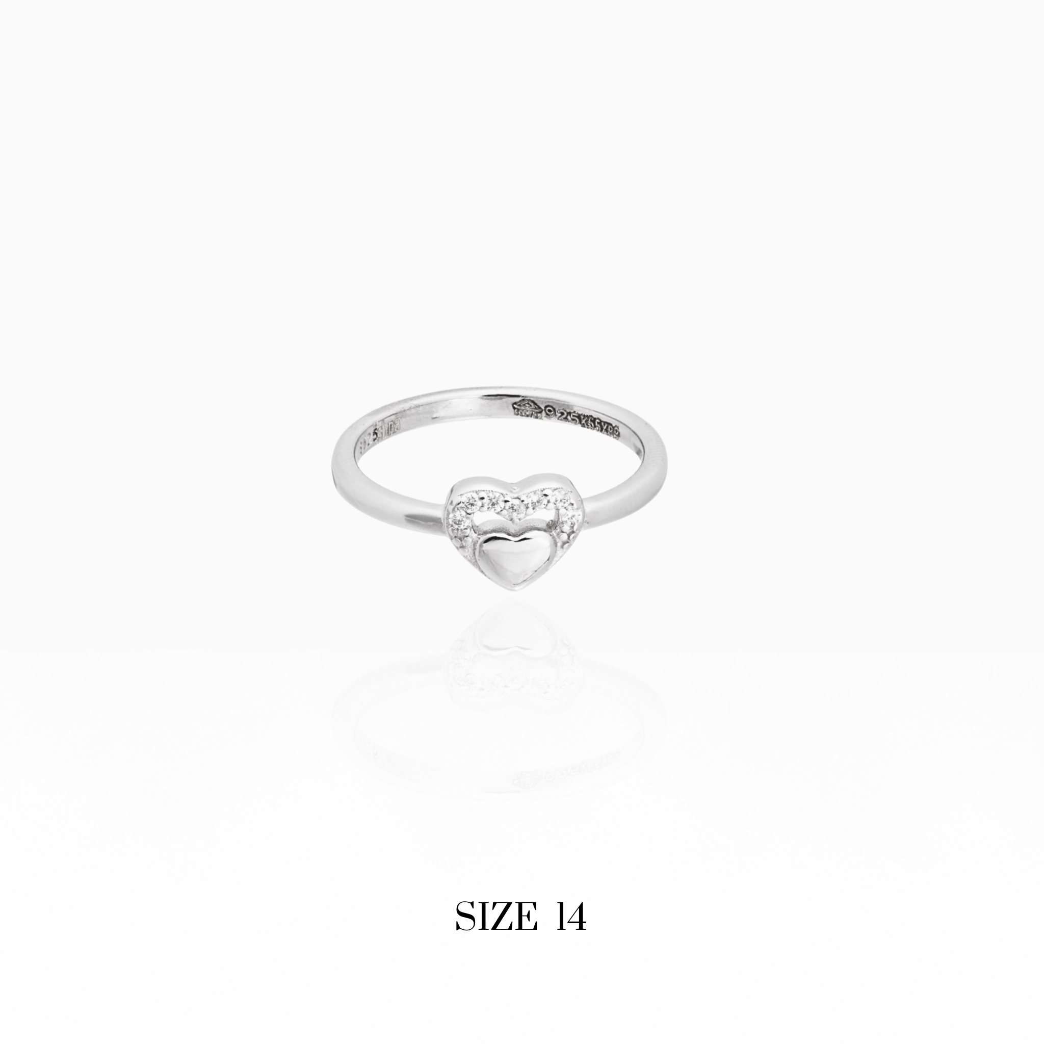 Cute heart motif silver ring gift for her