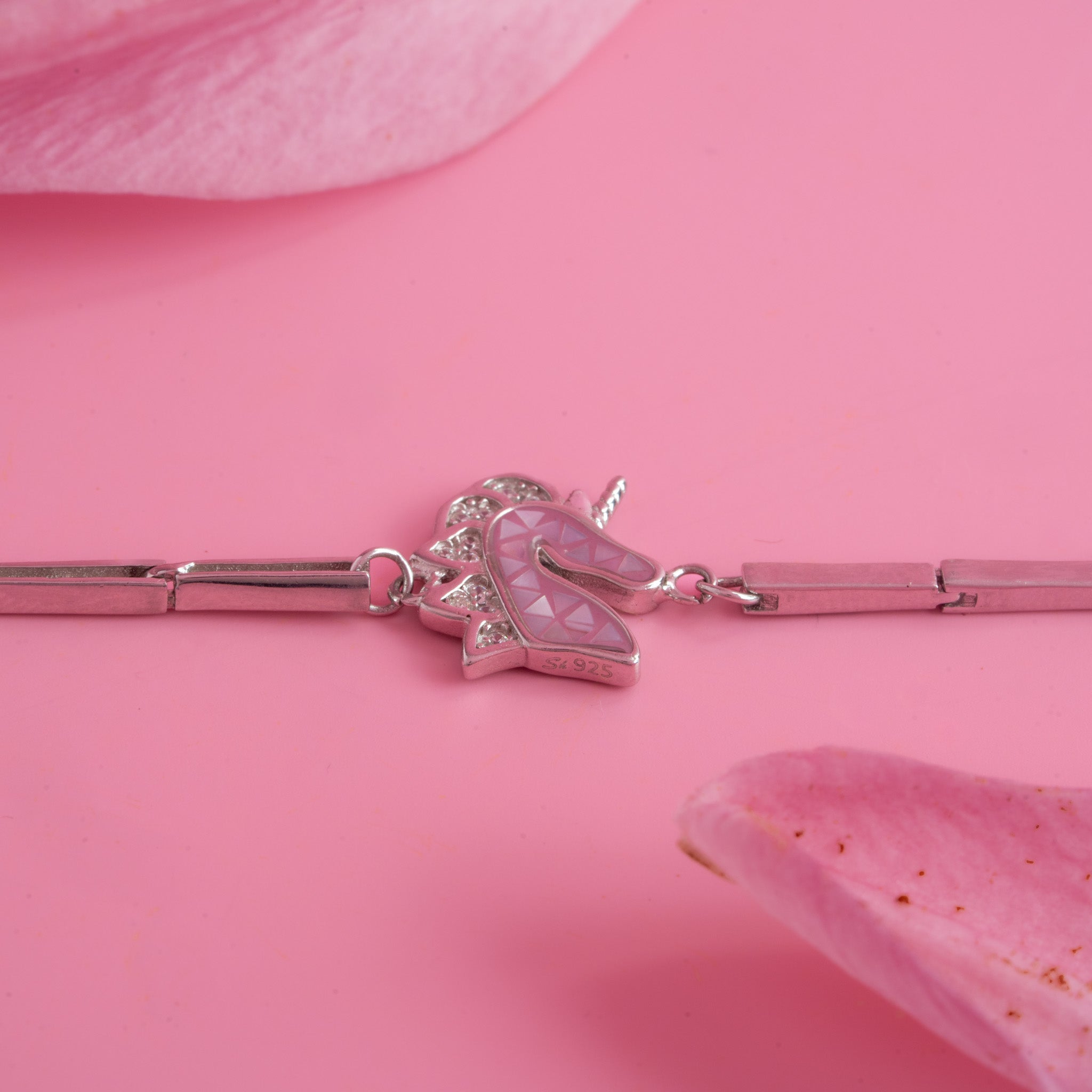 Cute unicorn silver bracelet