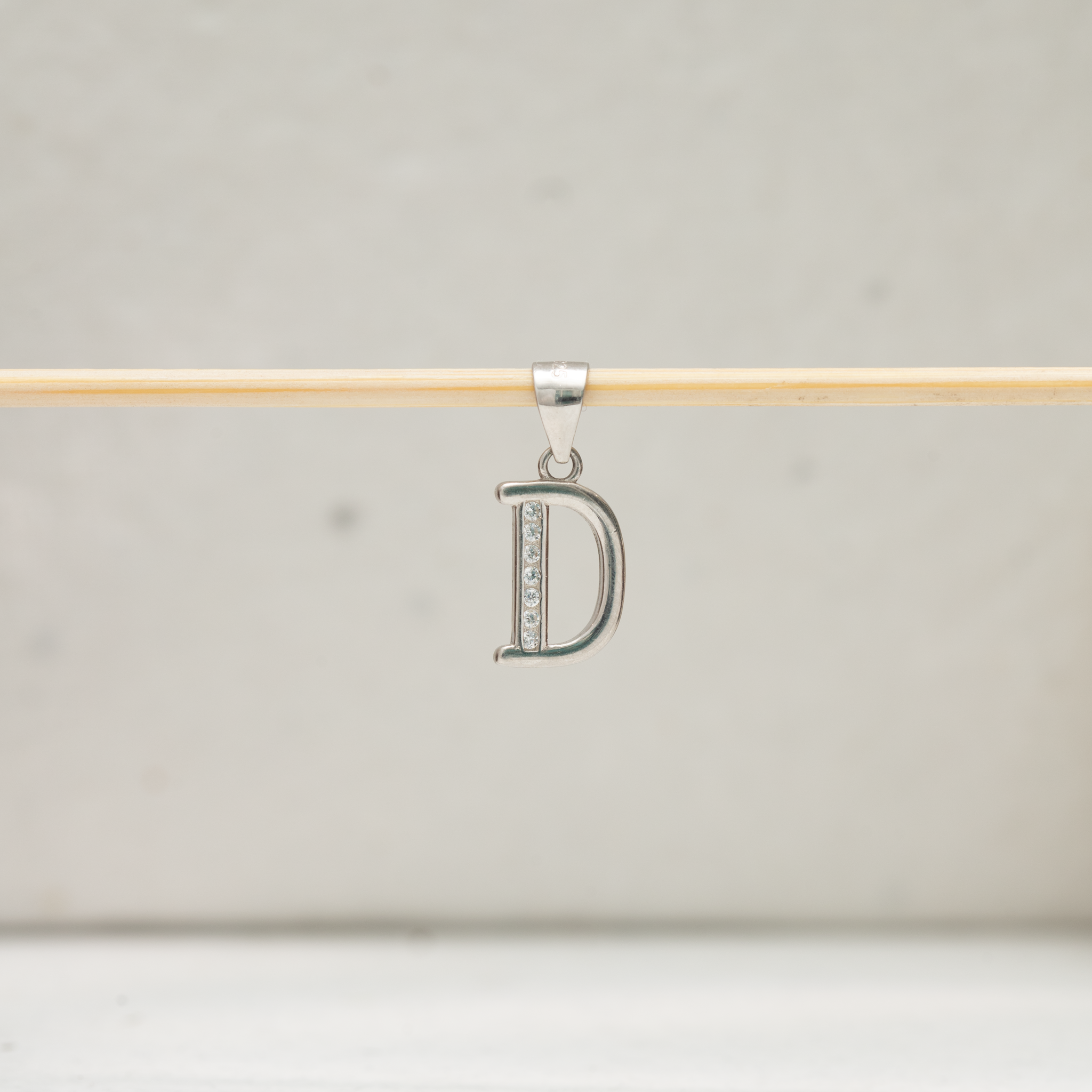 D letter silver pendant 