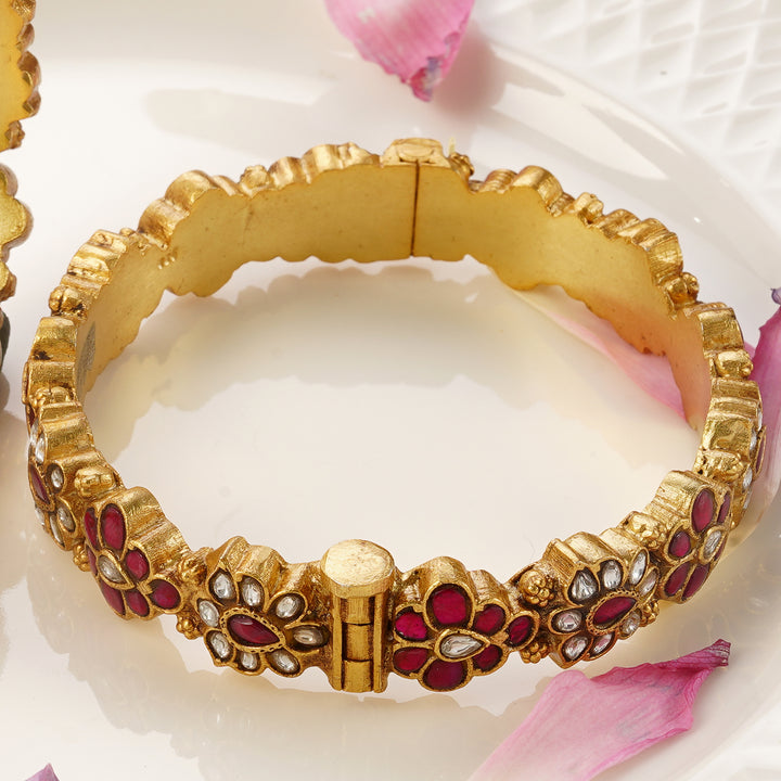 Daily wear and bridal gold plated floral bangles