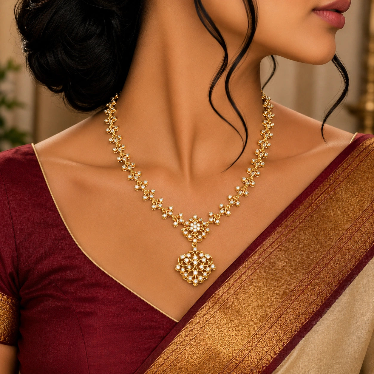 Dainty Floral Necklace in Gold Plated Silver Ishna