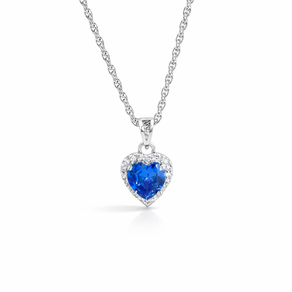 Dark Blue Heart CZ Chain Ishna