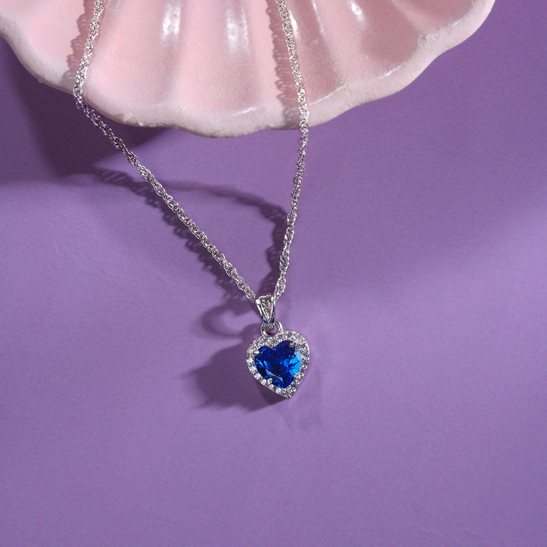 Dark Blue Heart Pendant Chain Ishna
